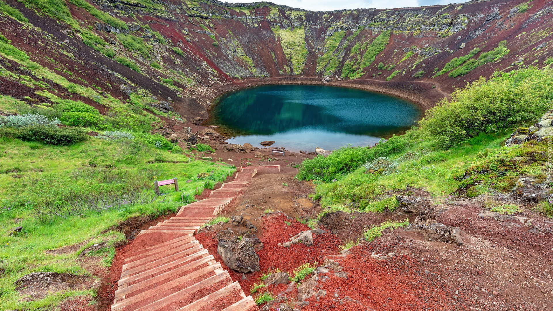 Islandia, Wulkan Grimsnes, Schody, Jezioro Kerid