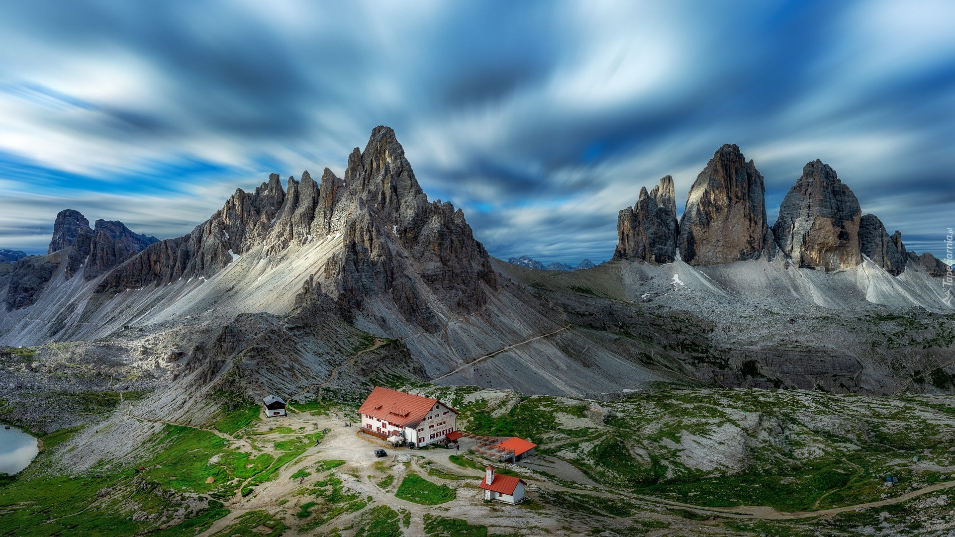 Góry, Tre Cime di Lavaredo, Dolomity, Schronisko Auronzo, Kaplica, Włochy