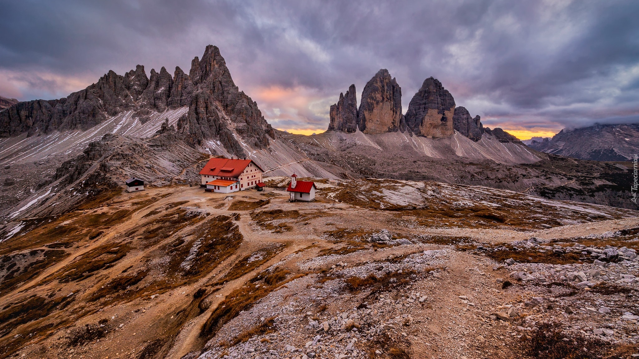 Góry, Tre Cime di Lavaredo, Dolomity, Schronisko Auronzo, Kaplica, Trydent-Górna Adyga, Włochy