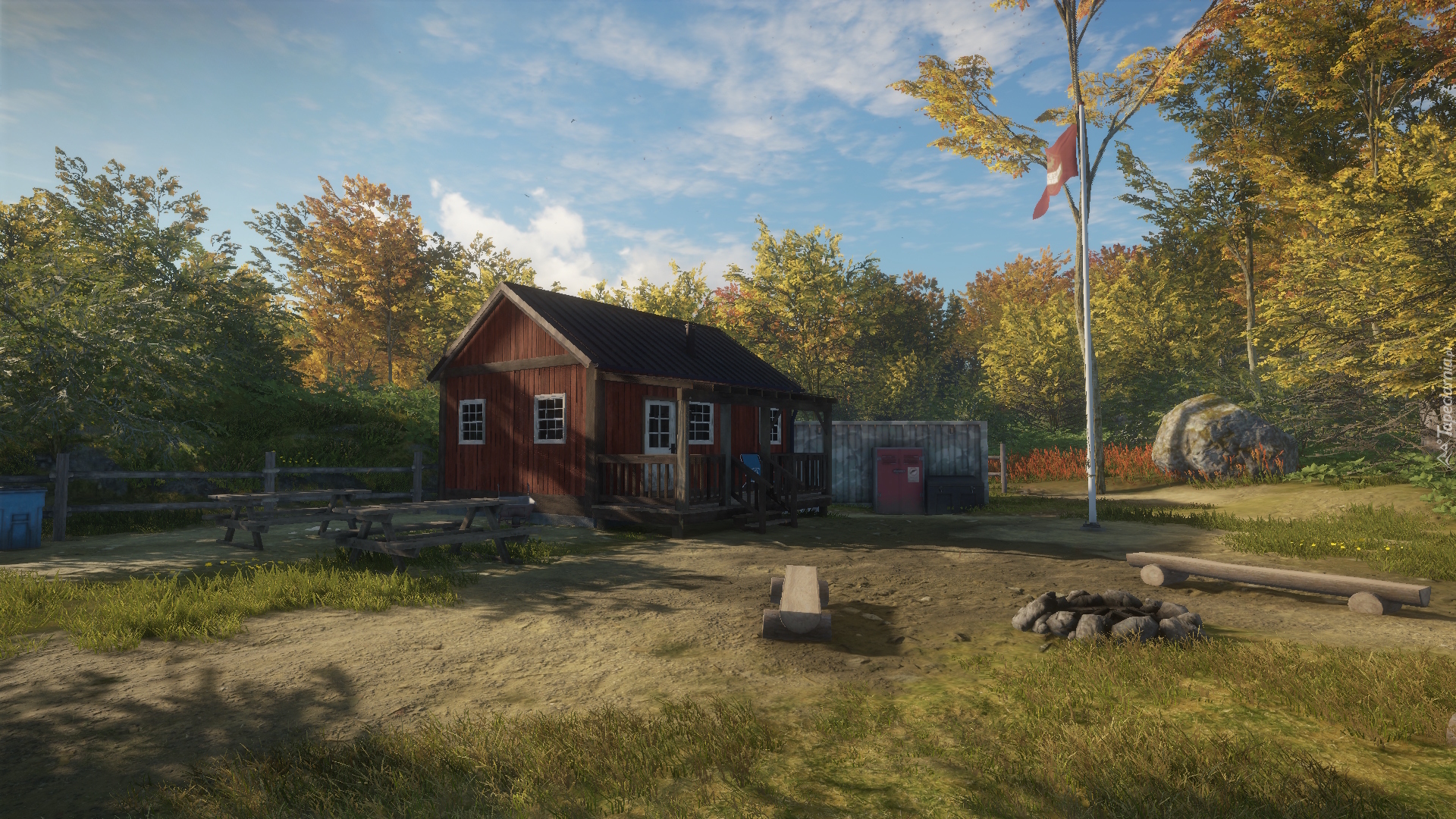 Dom, Schronisko, Drzewa, Gra, TheHunter Call of the Wild