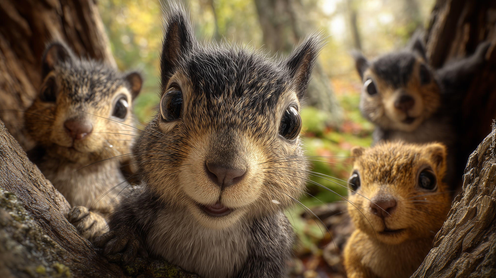 Wiewiórki, Selfie, Grafika AI