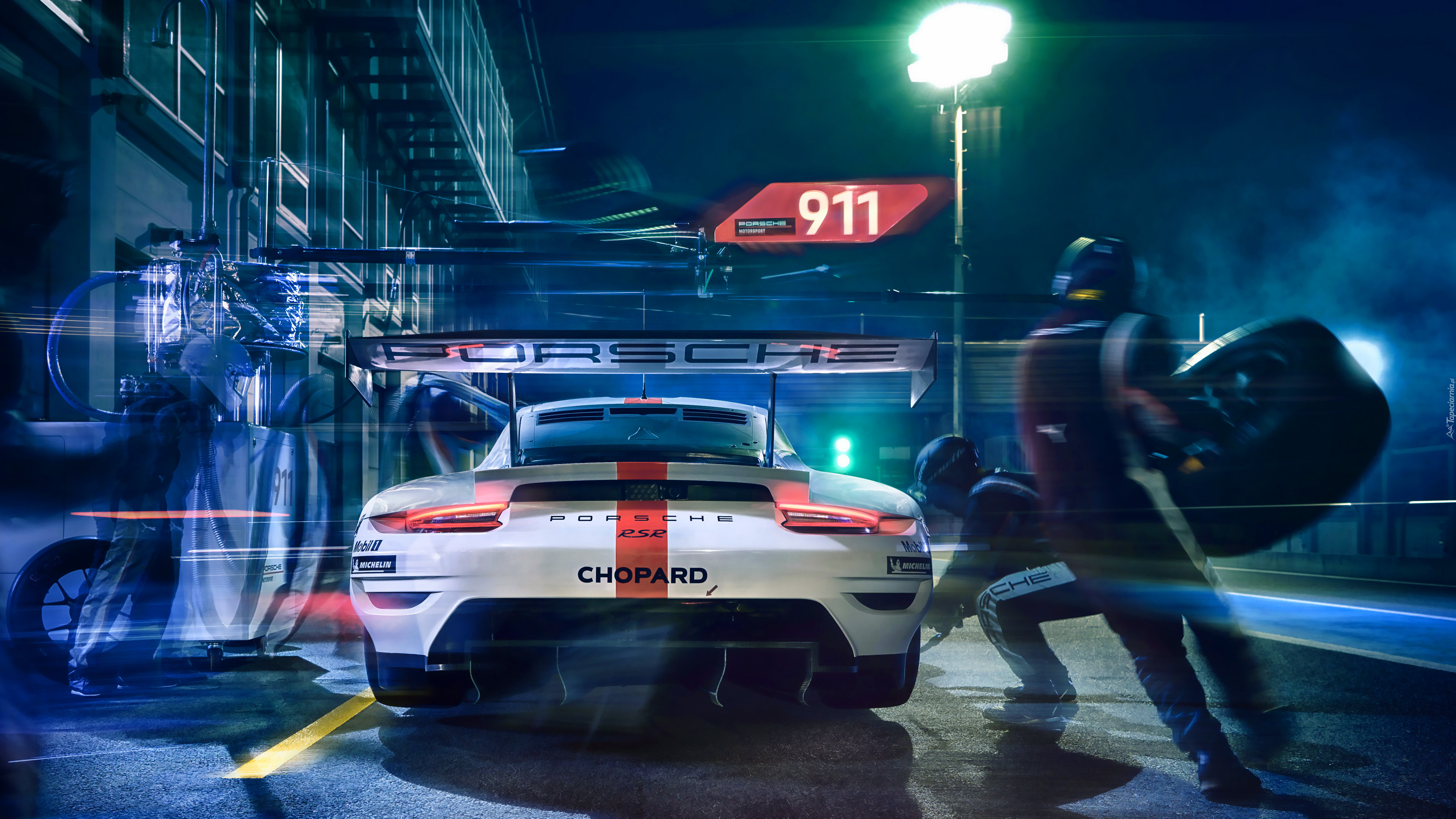 Porsche 911 RSR, Porsche Team, Koło, Zmiana, Serwis, Szybkość, Tor, Wyścig