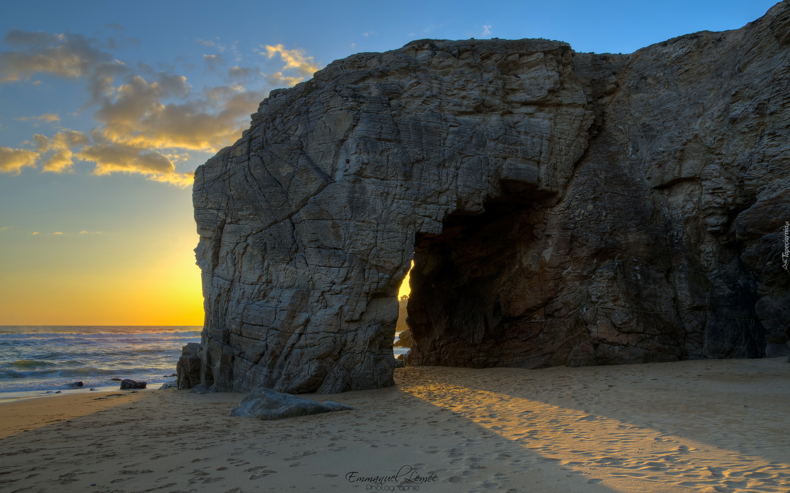 Francja, Bretania, Saint Pierre Quiberon, Morze, Ocean Atlantycki, Skały, Plaża, Wschód słońca