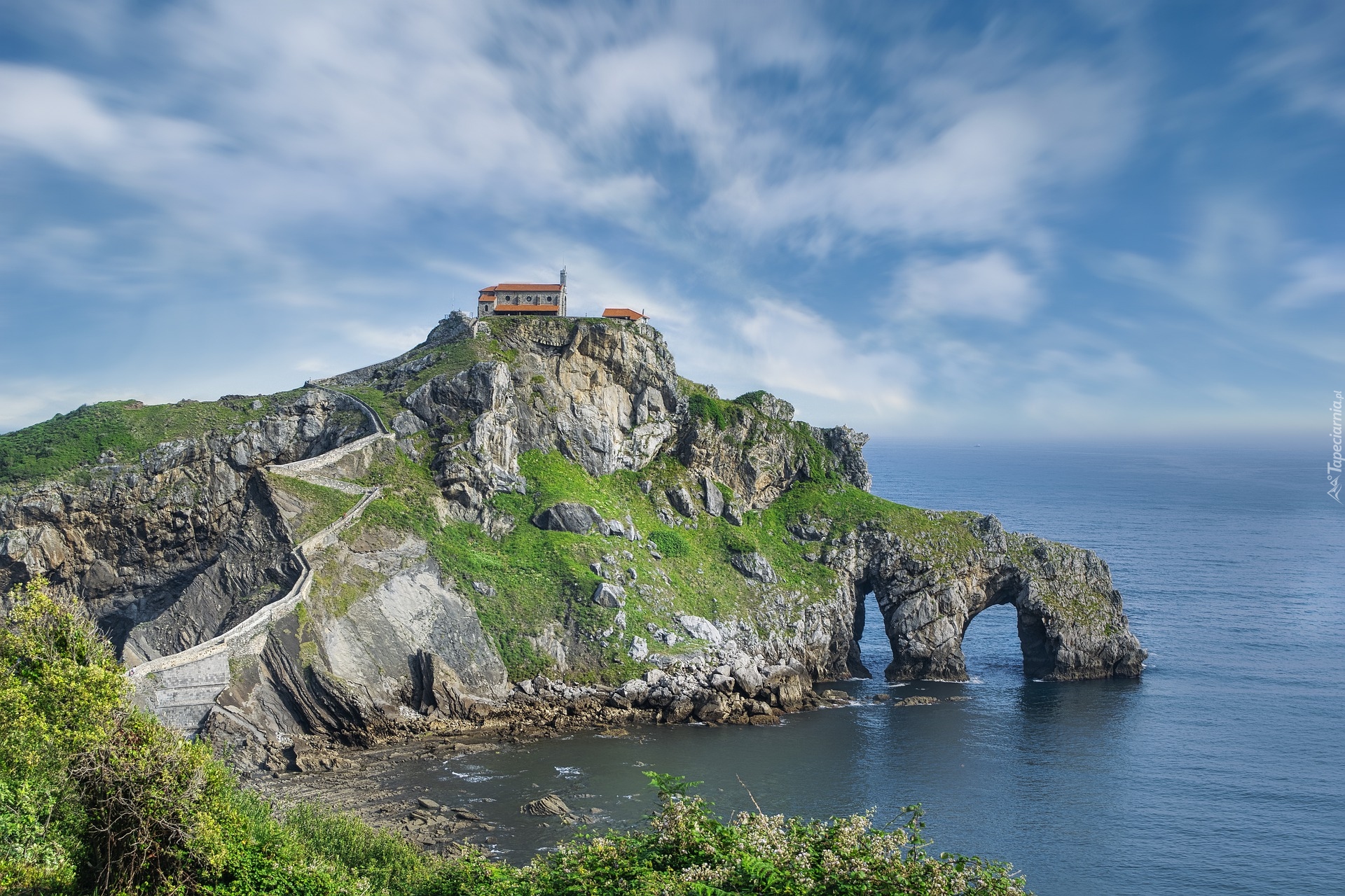 Hiszpania, Wyspa Gaztelugatxe, Zatoka Biskajska, Skały, Kaplica, Jana Chrzciciela, Skały