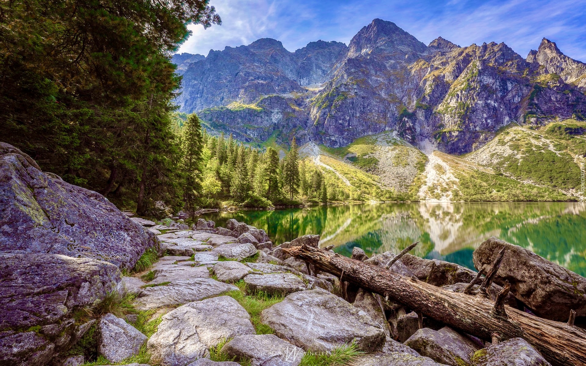 Góry, Tatry, Skały, Drzewa, Jezioro, Morskie Oko, Polska