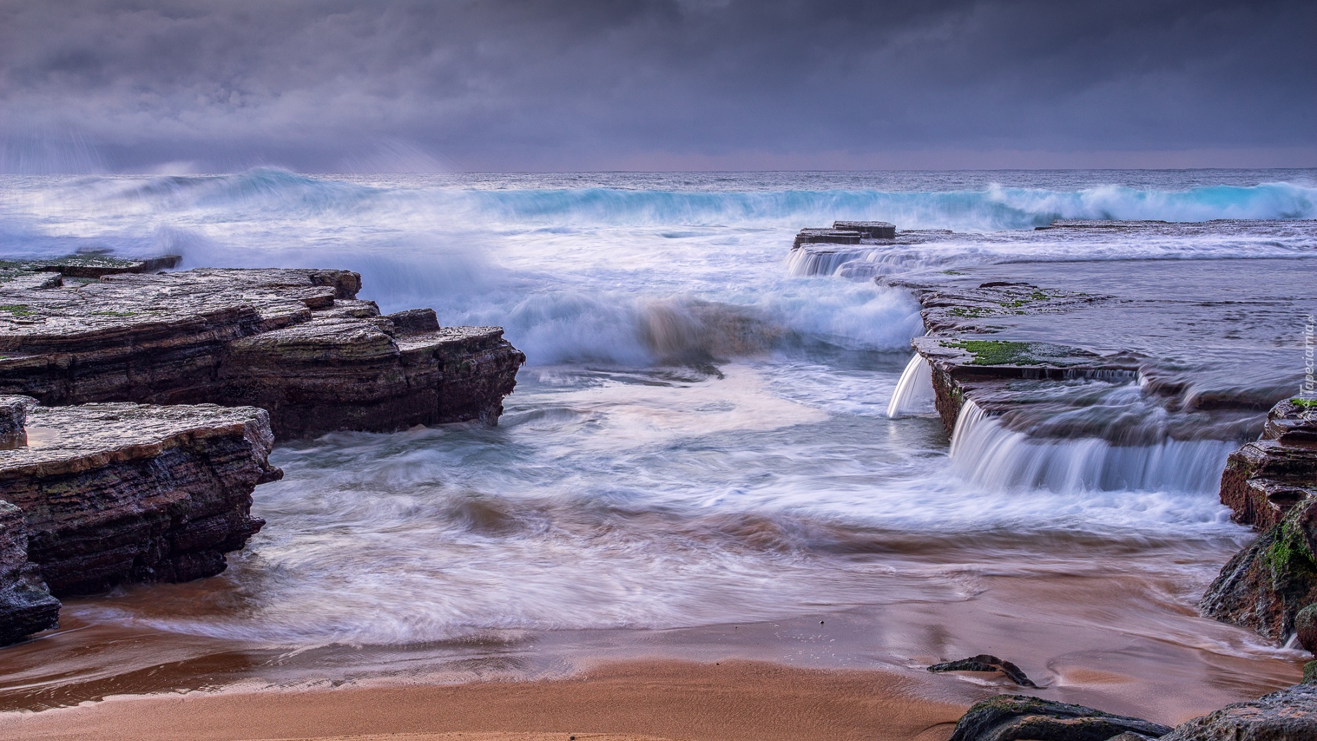 Sydney, Plaża Turimetta, Morze, Skały, Fale