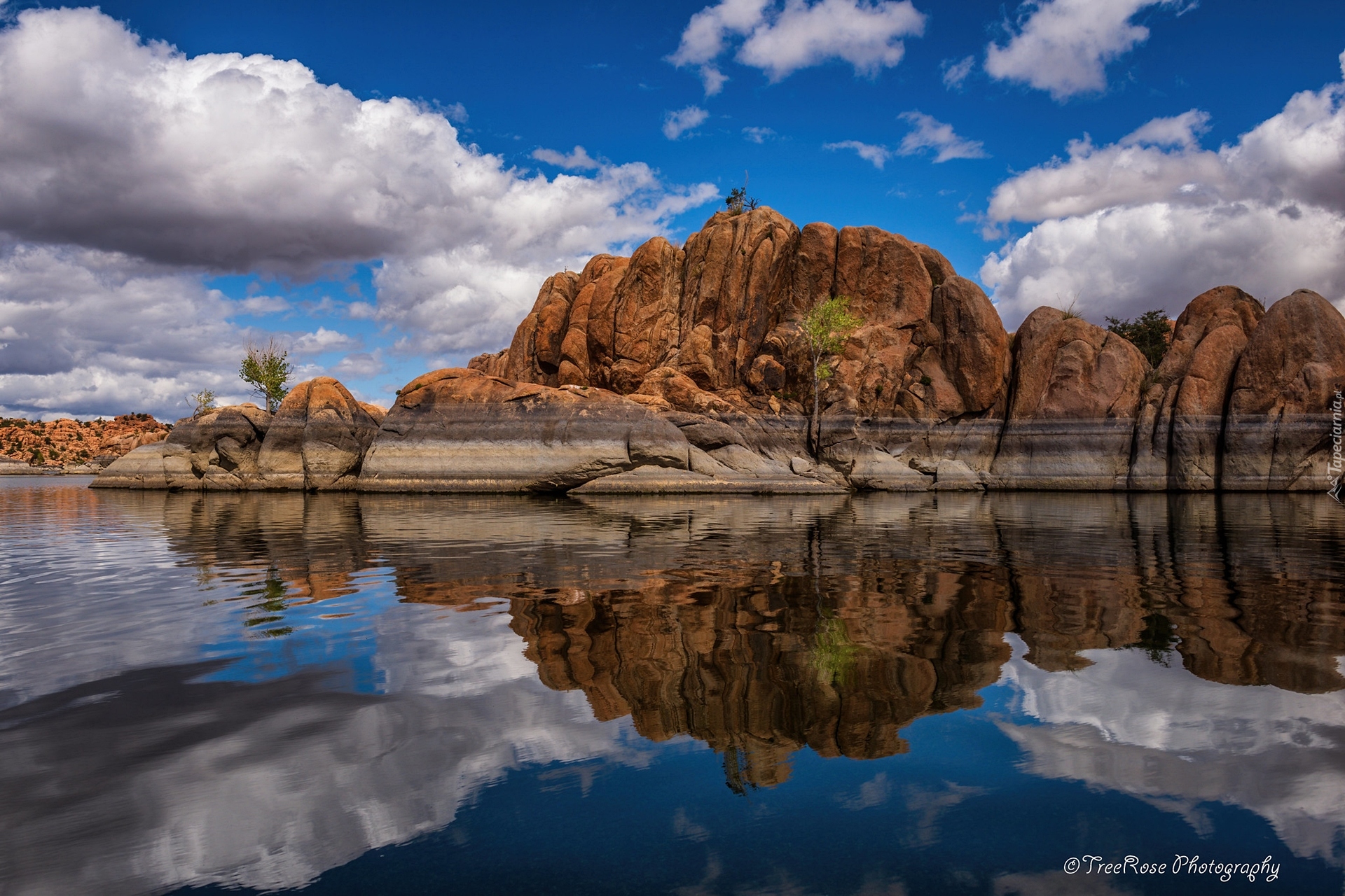 Skały, Granite Dells, Jezioro, Watson Lake, Prescott, Arizona, Stany Zjednoczone