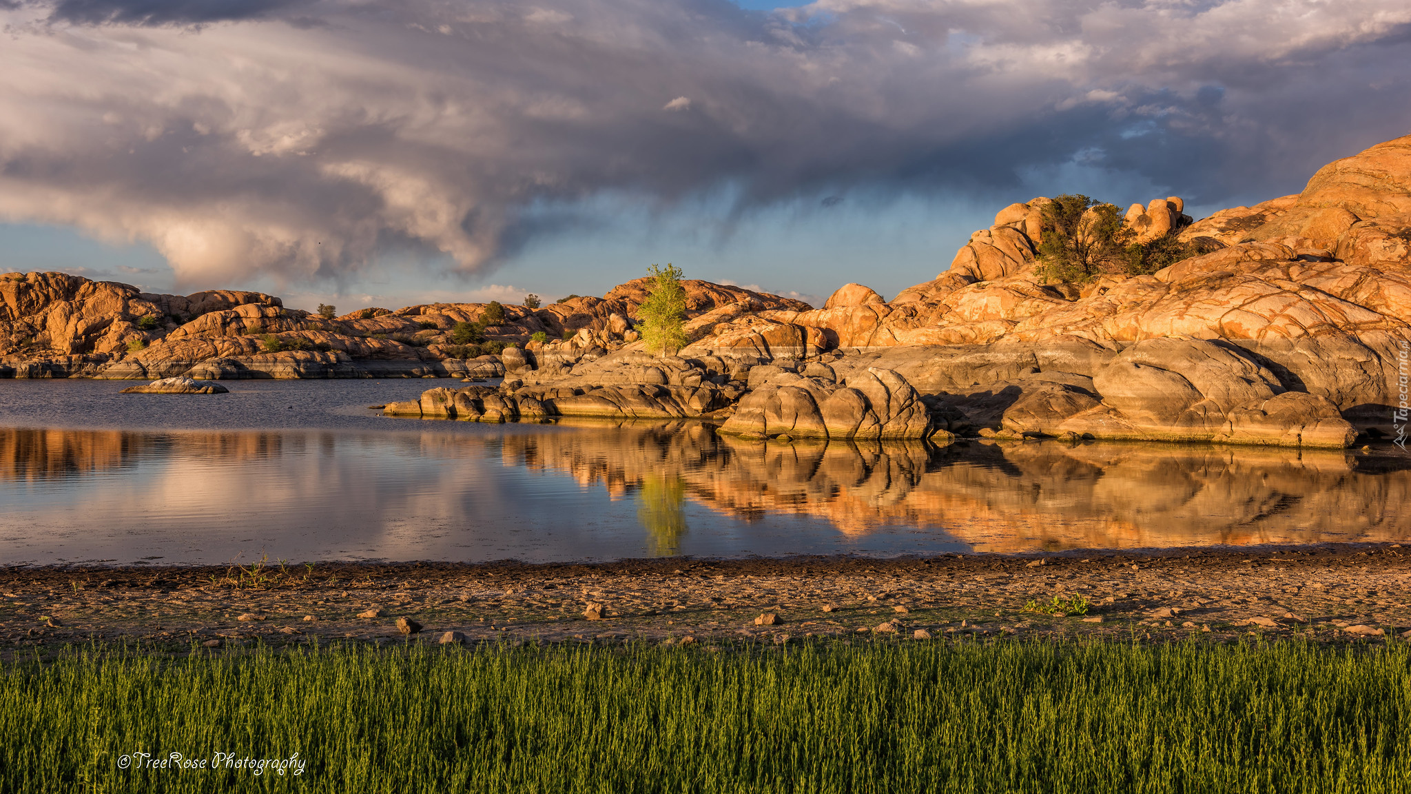 Jezioro, Willow Lake, Skały, Prescott, Hrabstwo Yavapai, Arizona, Stany Zjednoczone