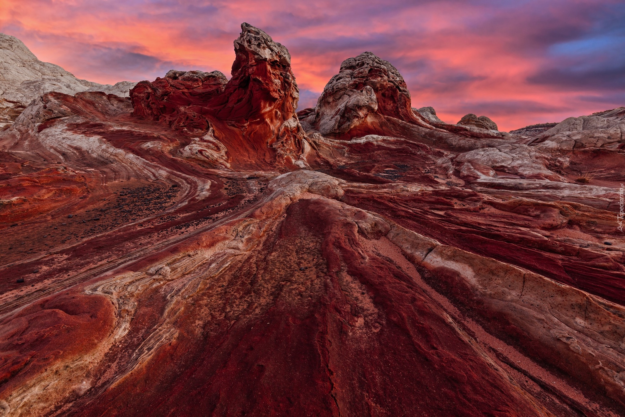 Zachód słońca, Kolorowe, Niebo, Skały, Vermilion Cliffs, Arizona, Stany Zjednoczone