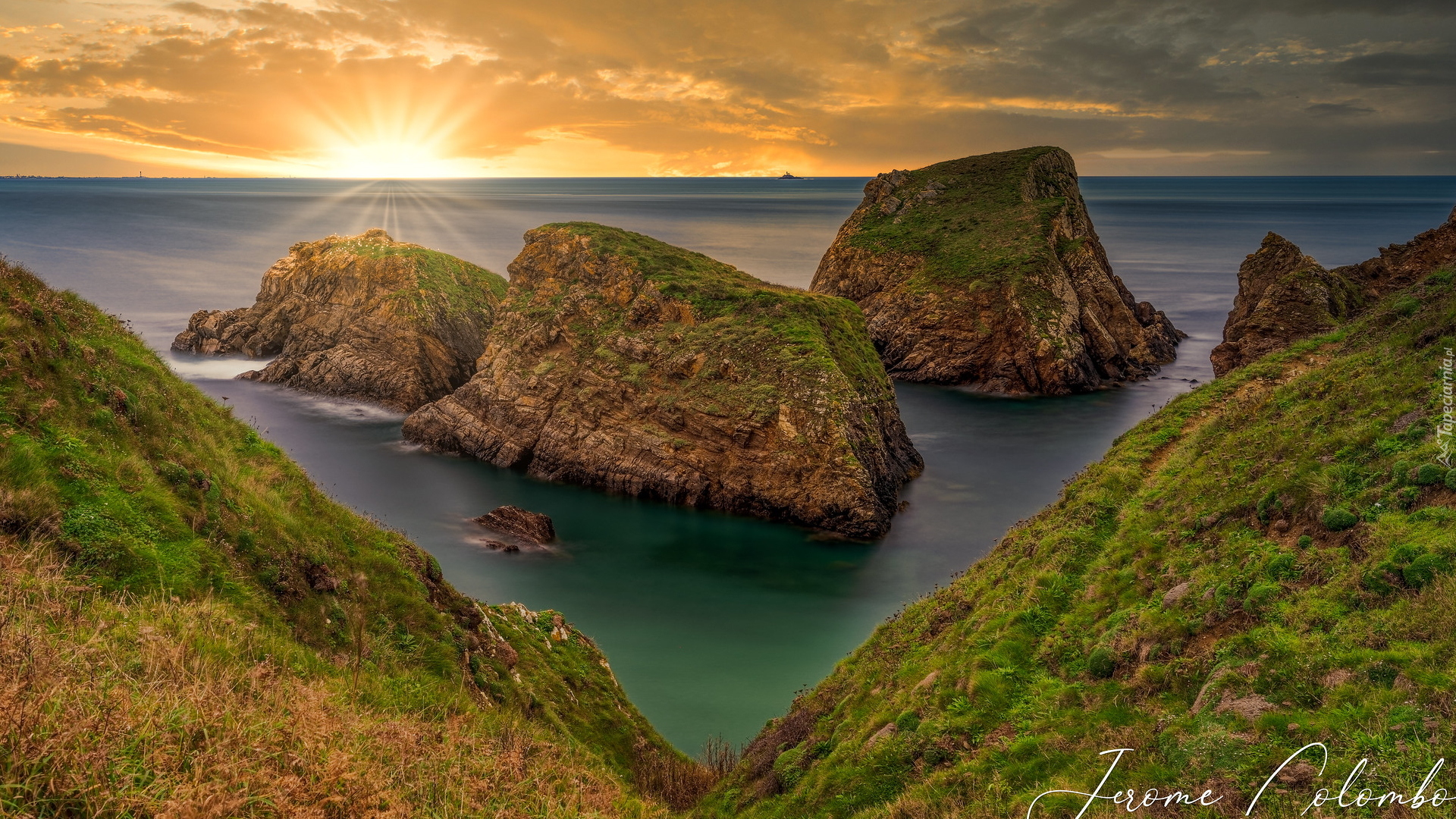 Morze, Skały, Promienie słońca, Cypel, Pointe du Van, Gmina Plogoff, Francja