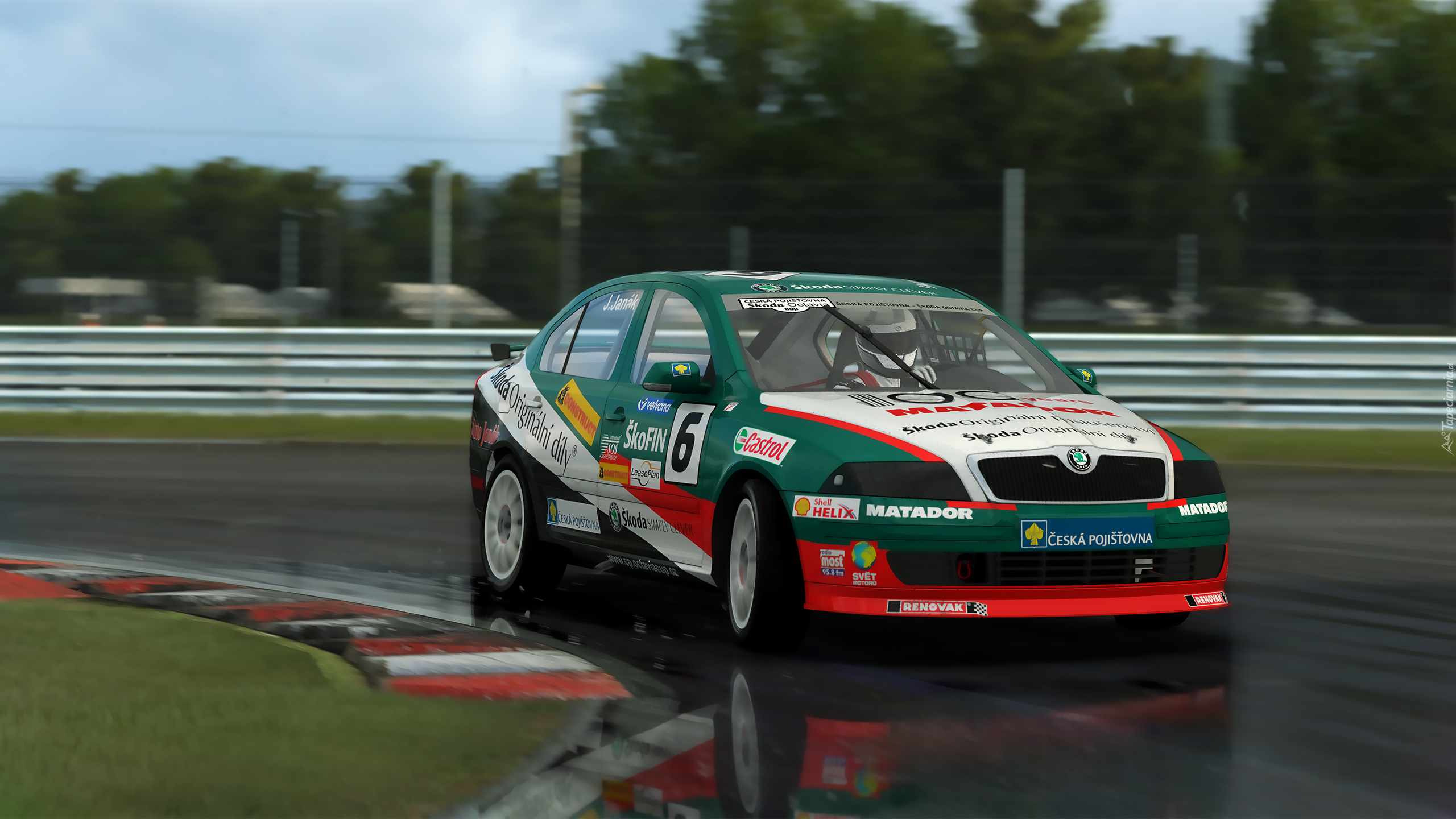 Gra, Assetto Corsa, Skoda Octavia, Zielona, Przód, Tor, Wyścig