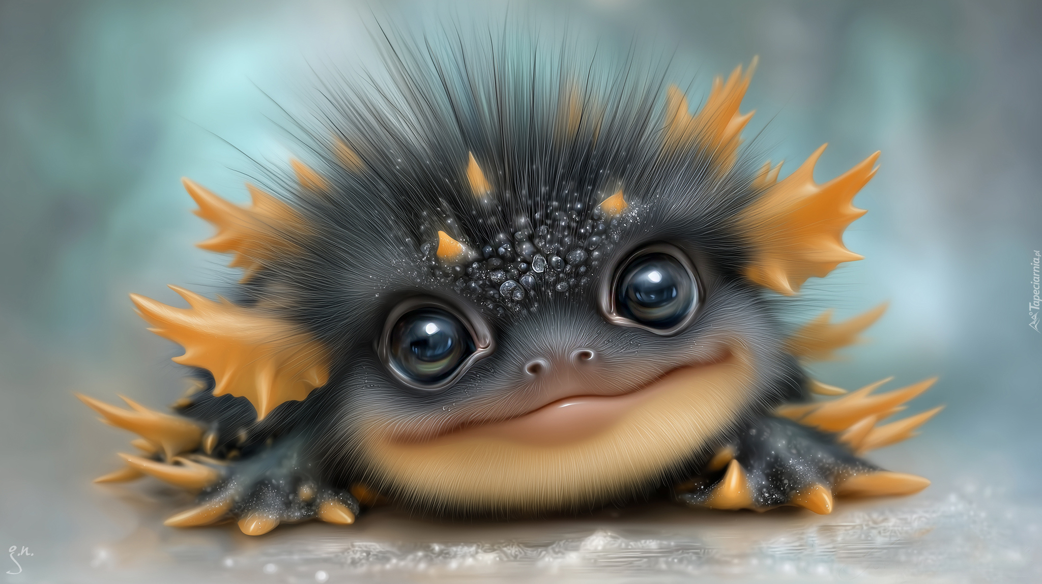 Śmieszny, Stworek, Duże, Oczy, Grafika AI