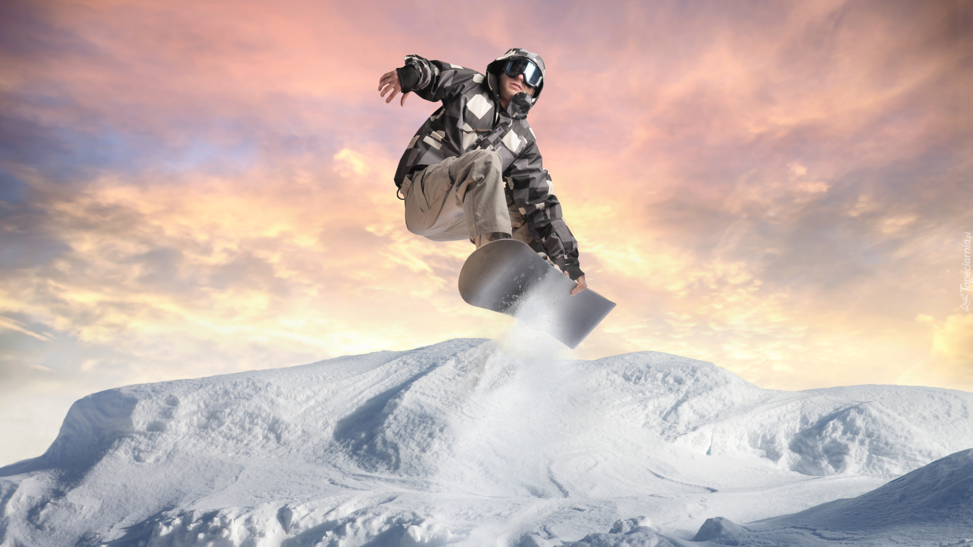 Snowboarding, Zima, Góry, Snowboardzista