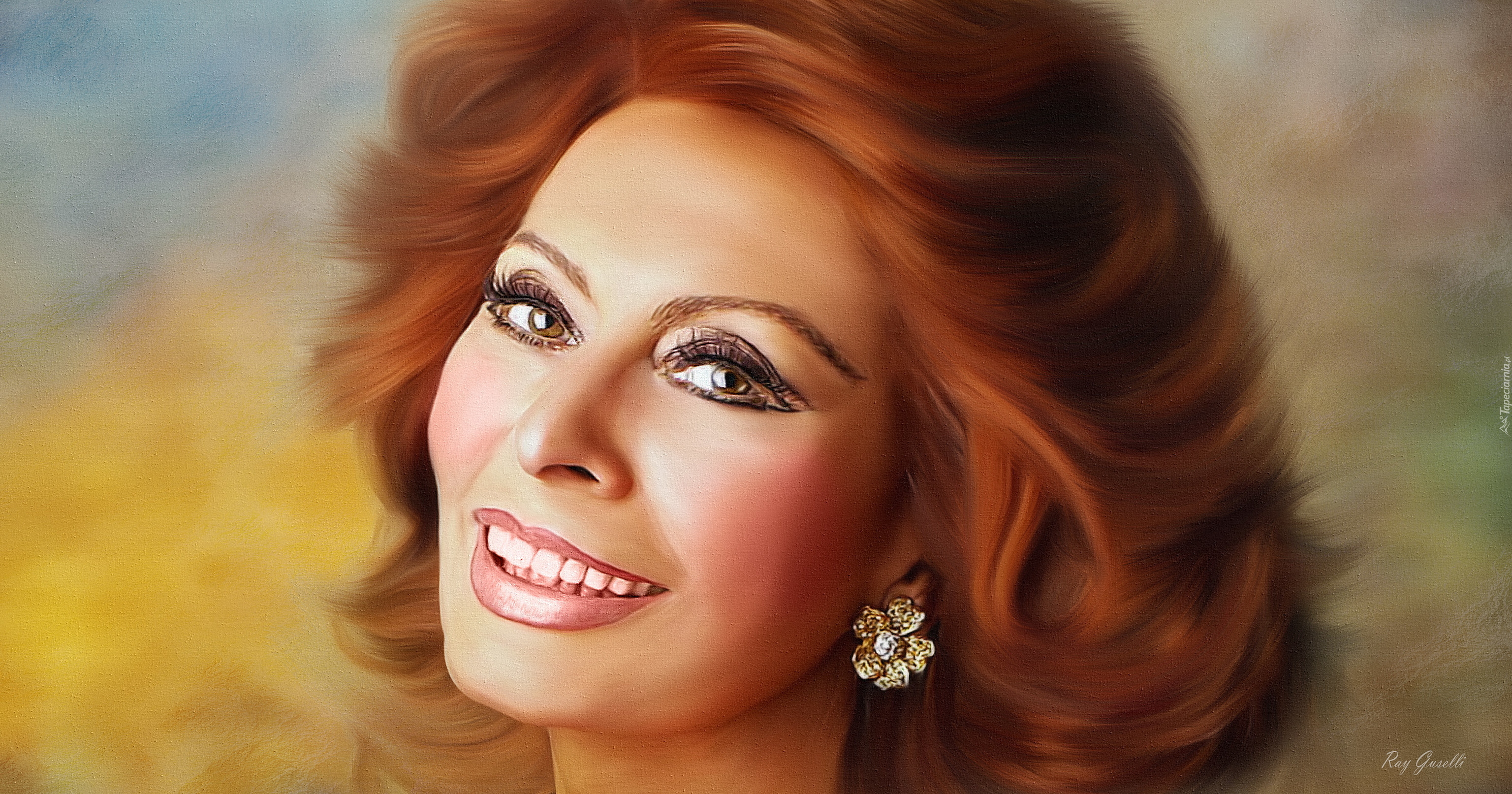 Portret, Kobieta, Aktorka, Sophia Loren, Grafika