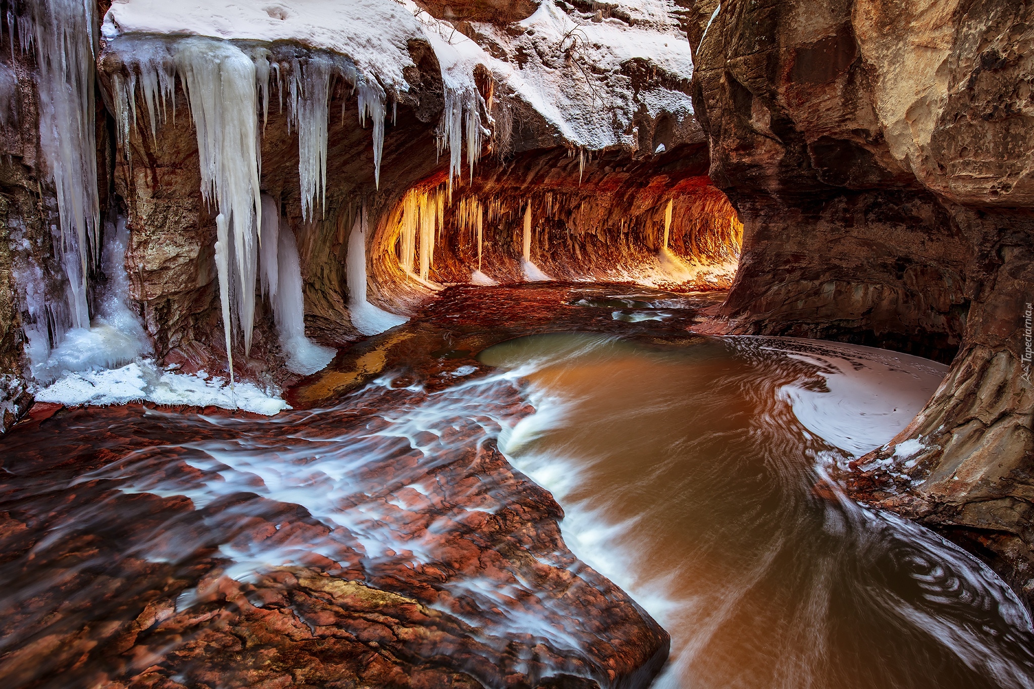 Park Narodowy Zion, Kanion Zion Narrows, Rzeka Virgin, Sople, Skały, Stan Utah, Stany Zjednoczone