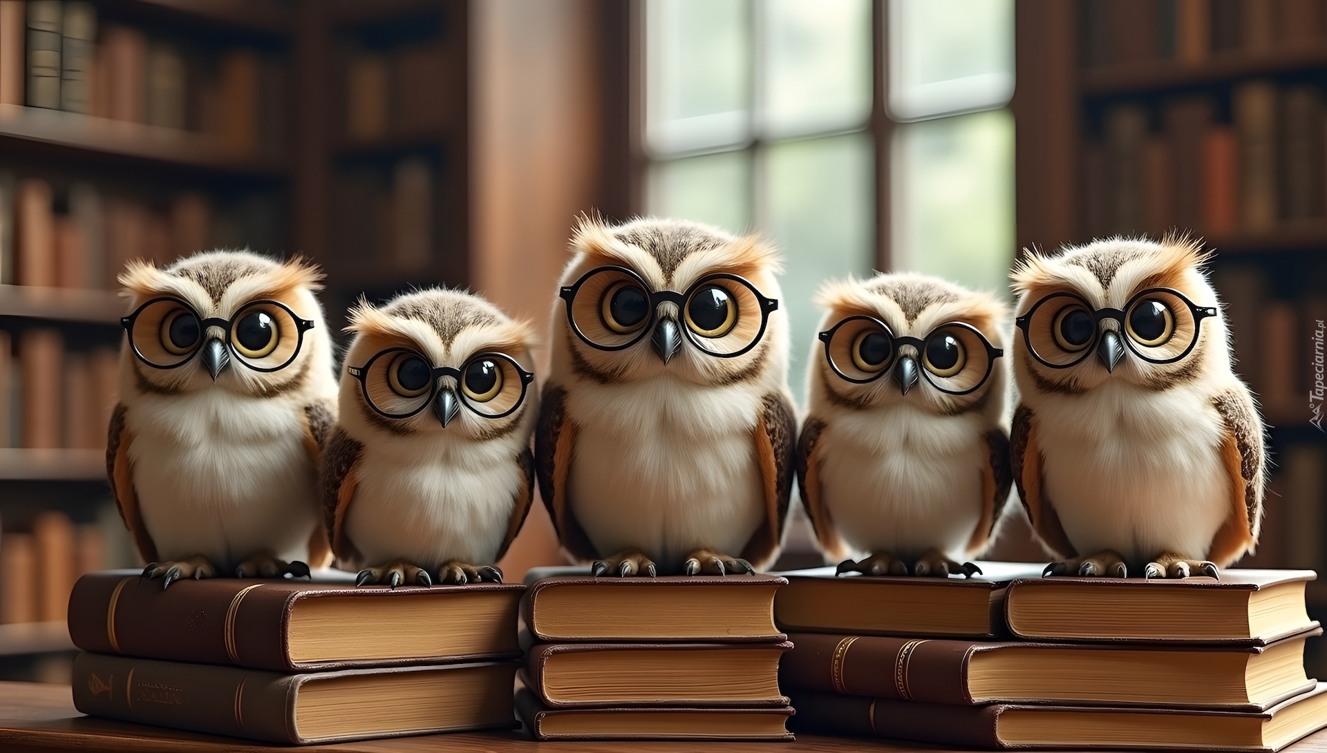 Książki, Sowy, Okulary, AI