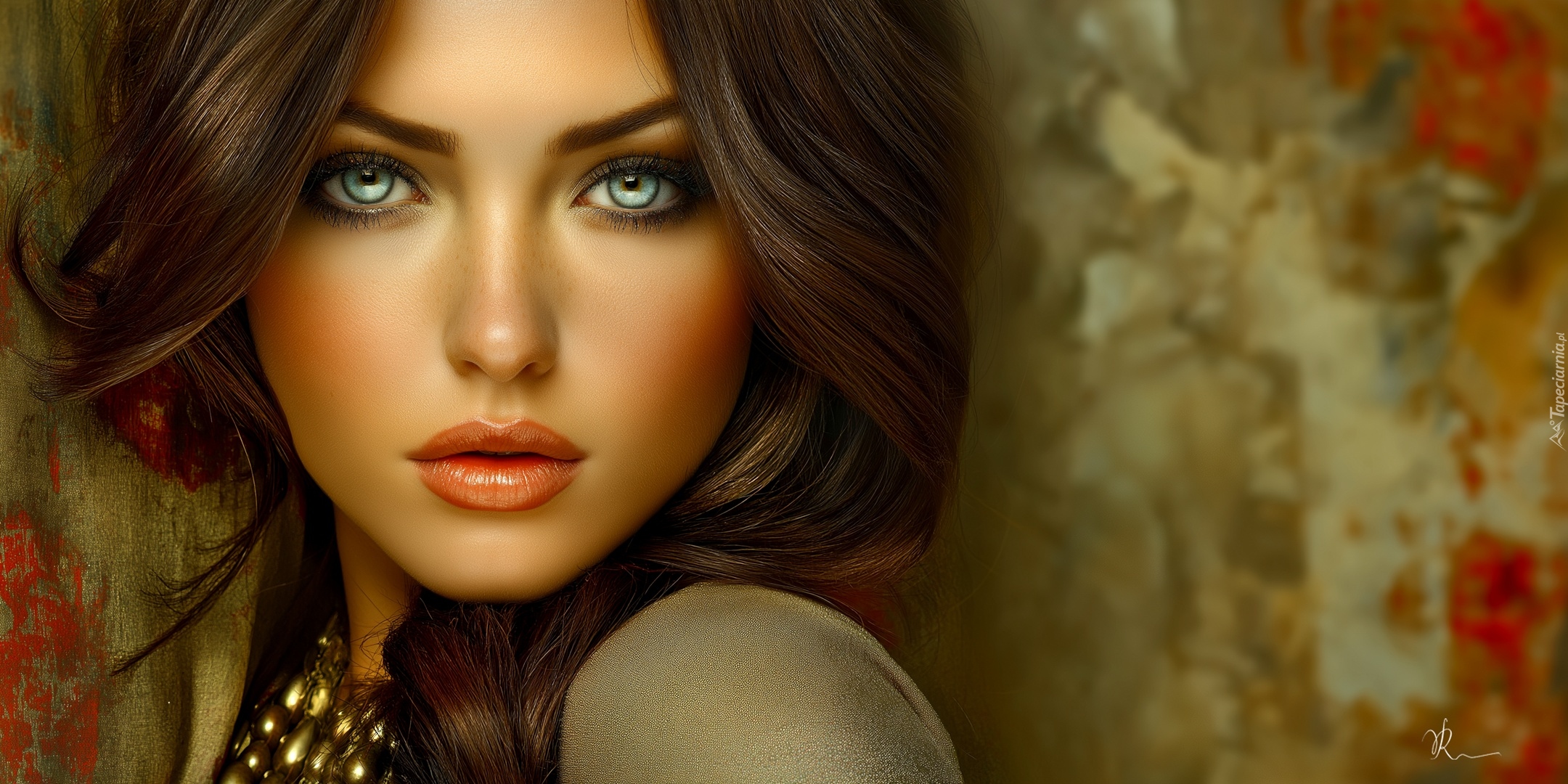 Kobieta, Twarz, Spojrzenie, Grafika AI