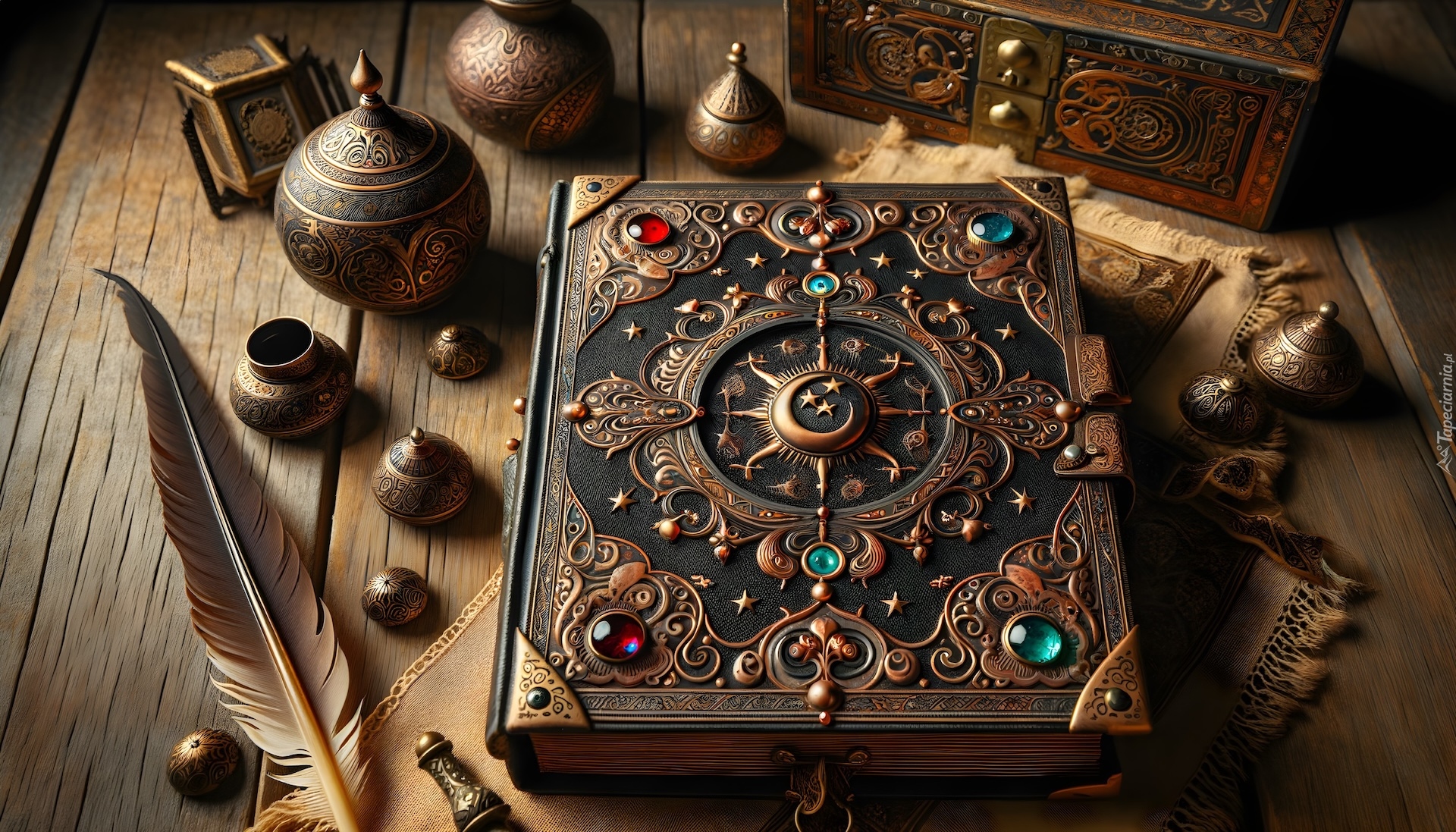 Księga, Ornament, Pióro, Naczynia, AI