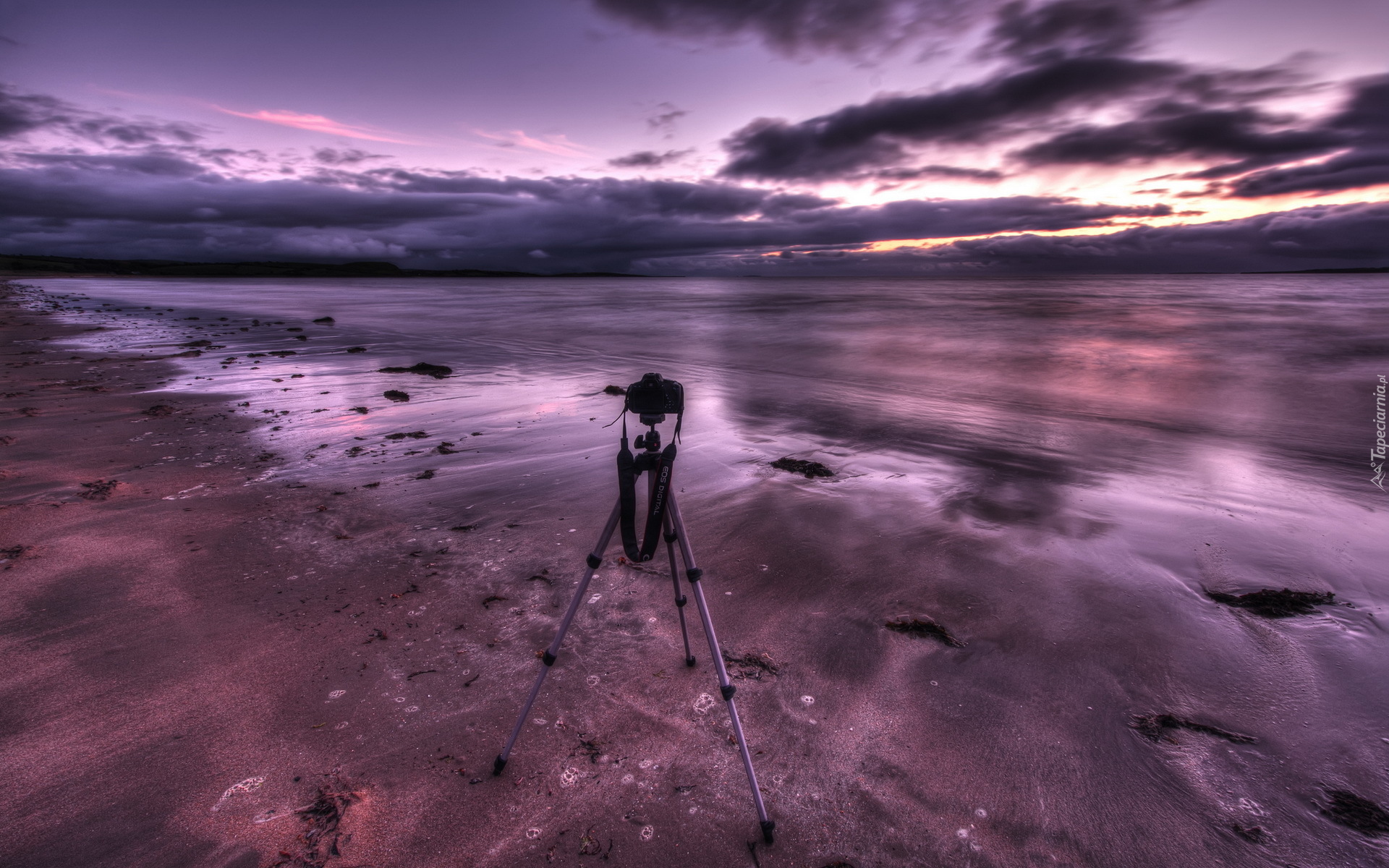 Plaża, Morze, Aparat fotograficzny, Statyw