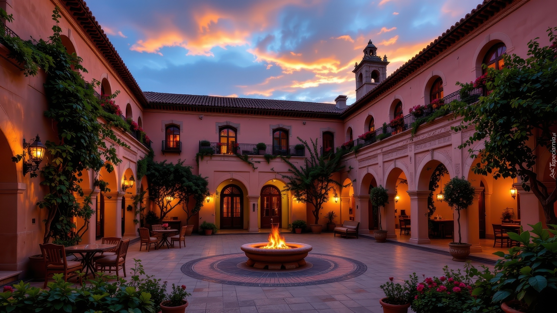 Dom, Oświetlenie, Stoliki, Krzesła, Rośliny