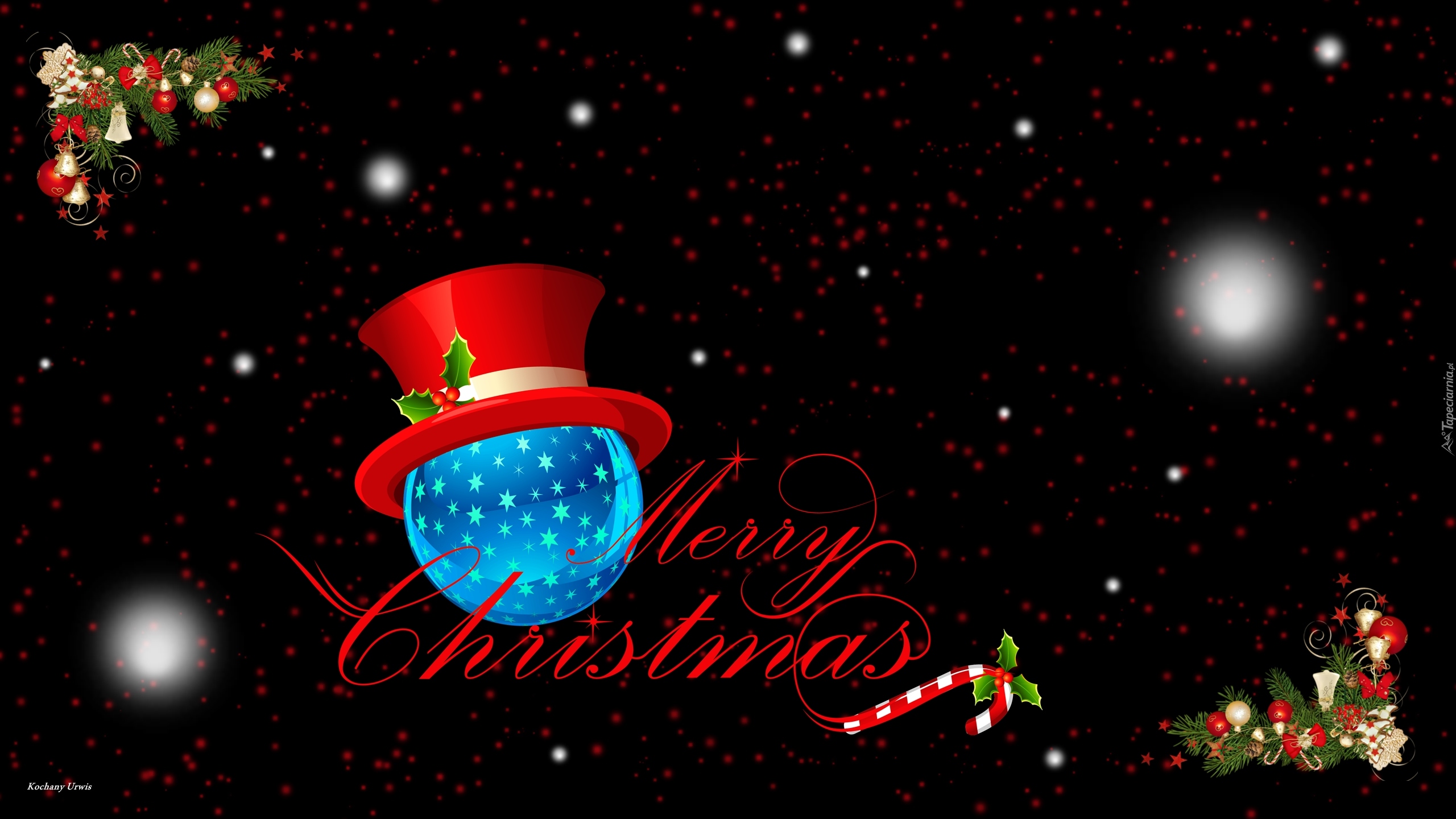 Boże Narodzenie, Stroiki, Napis, Merry Christmas, Cylinder