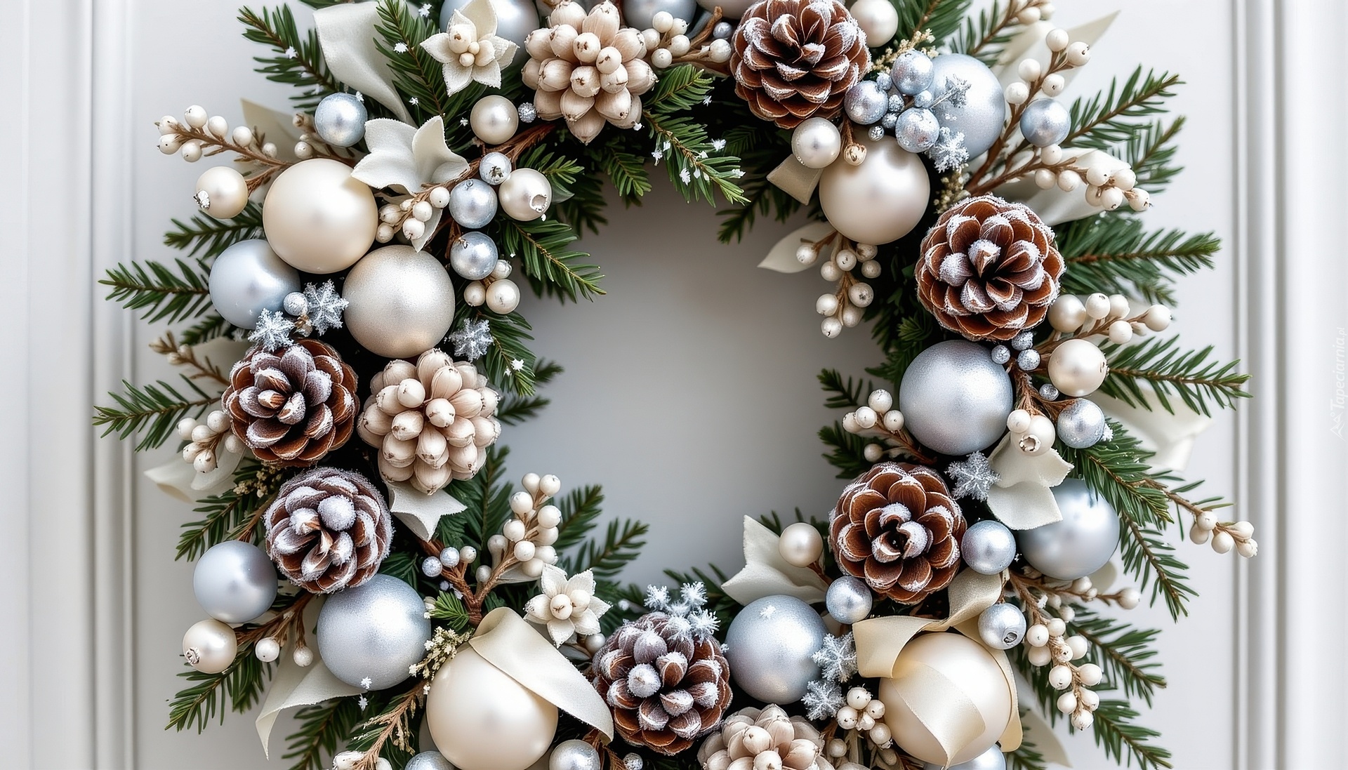 Wieniec, Bombki, Szyszki, Ozdoby, Boże Narodzenie, Grafika AI