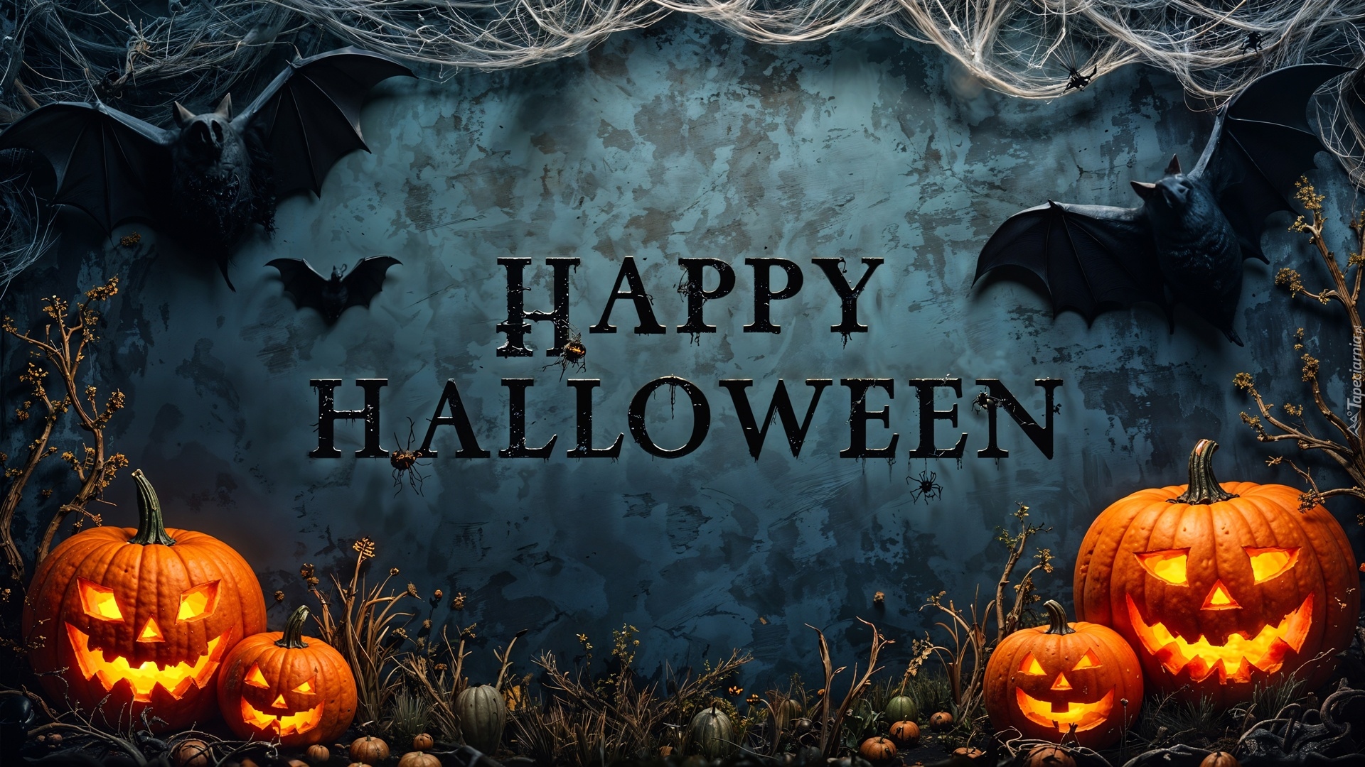 Halloween, Dynie, Tablica, Napis, Grafika AI