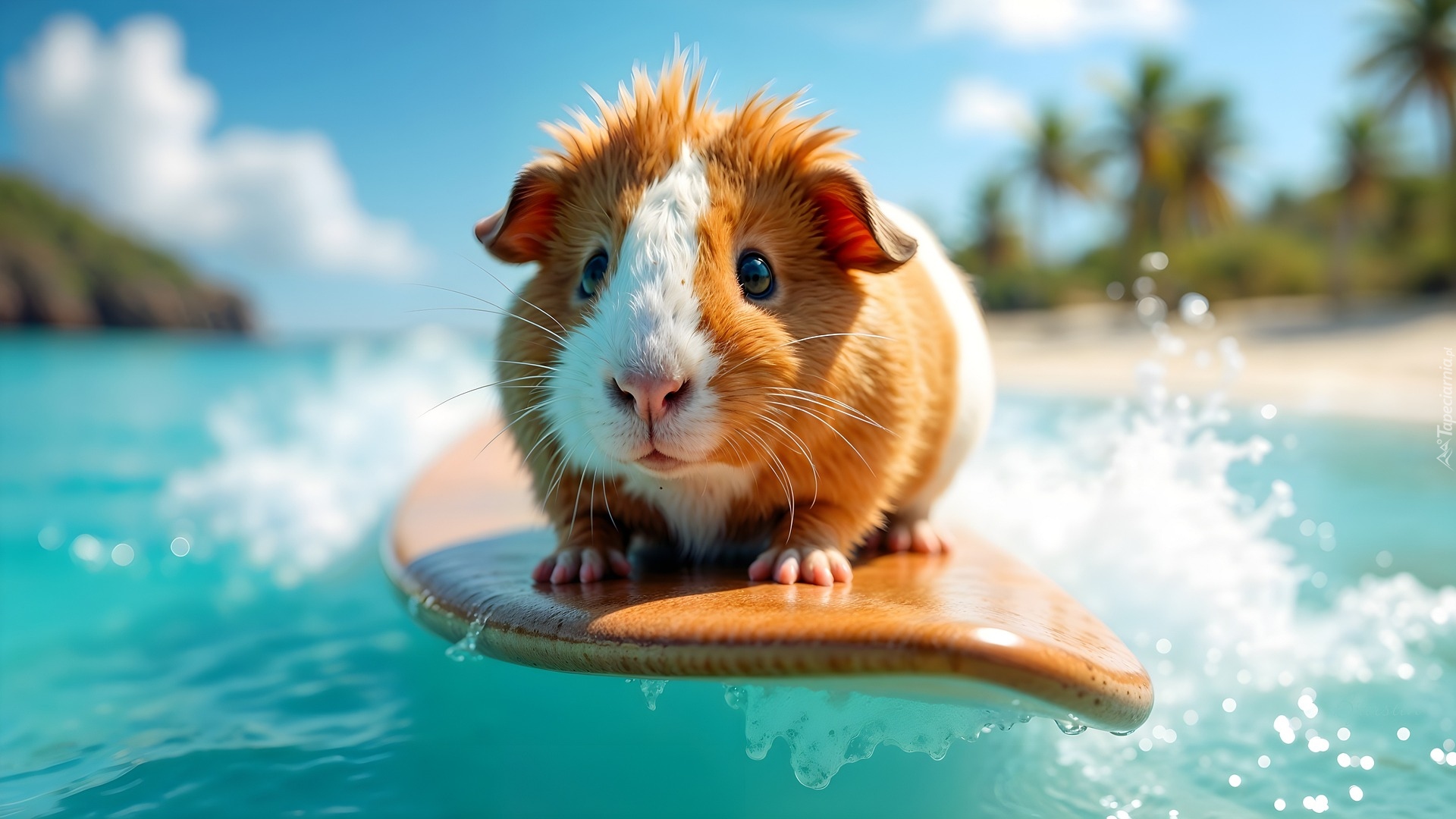 Świnka morska, Deska, Surfingowa, Morze, AI