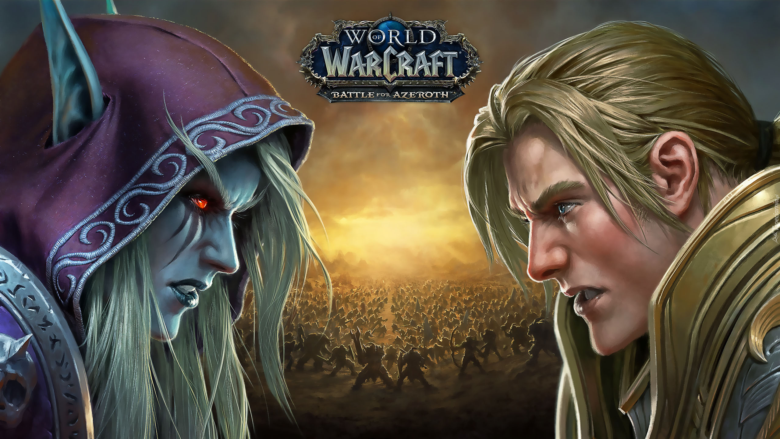 Gra, World of Warcraft Battle for Azeroth, Postacie, Sylvanas Windrunner, Anduin Wrynn, Twarze, Bitwa, Plakat