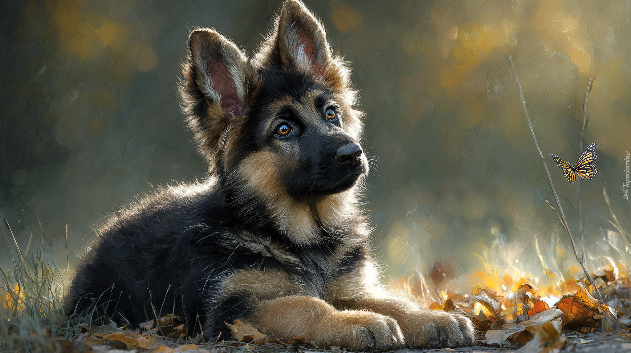 Owczarek niemiecki, Szczeniak, Pies, Grafika AI