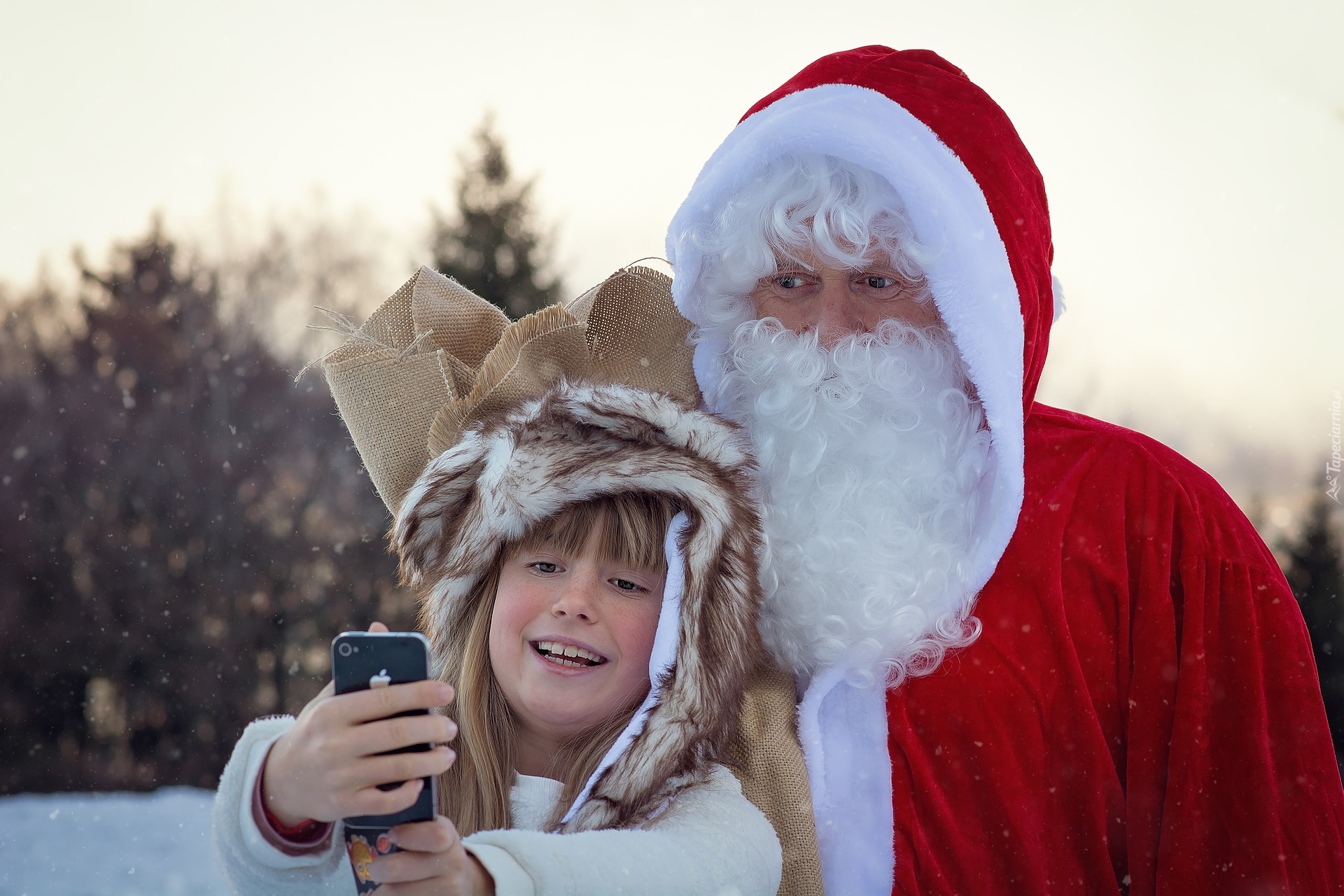 Mikołaj, Dziecko, Selfie, Świąteczne