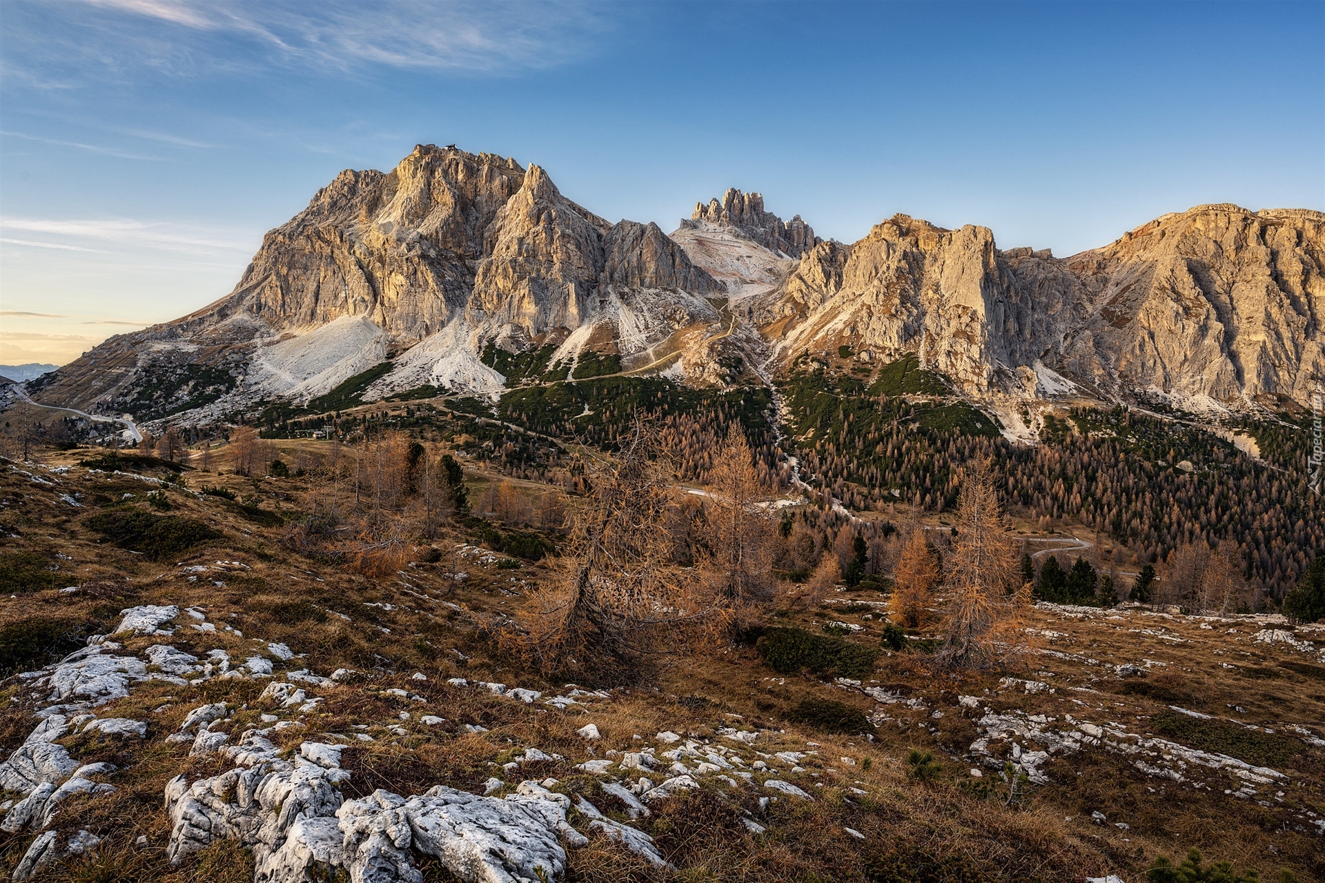 Jesień, Góry, Dolomity, Szczyt Lagazuoi, Włochy