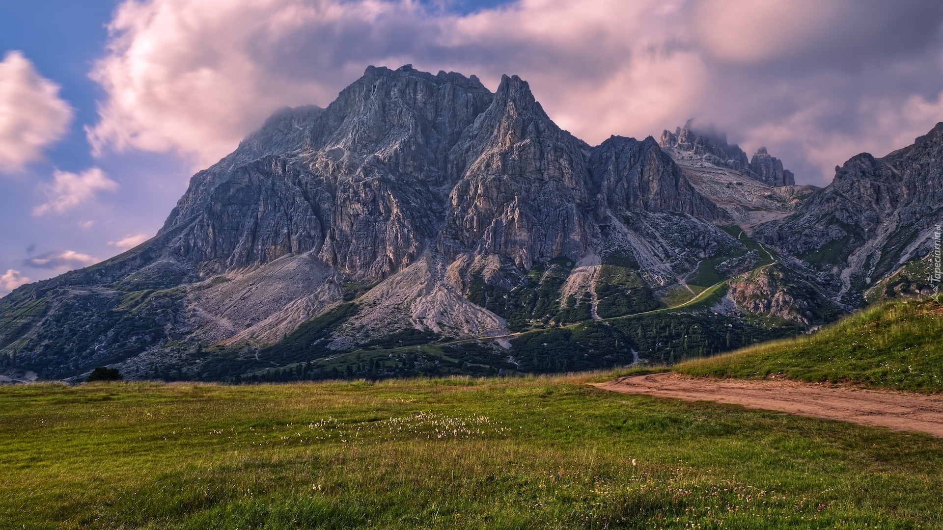 Góry, Dolomity, Szczyt, Lagazuoi, Droga, Chmury, Włochy