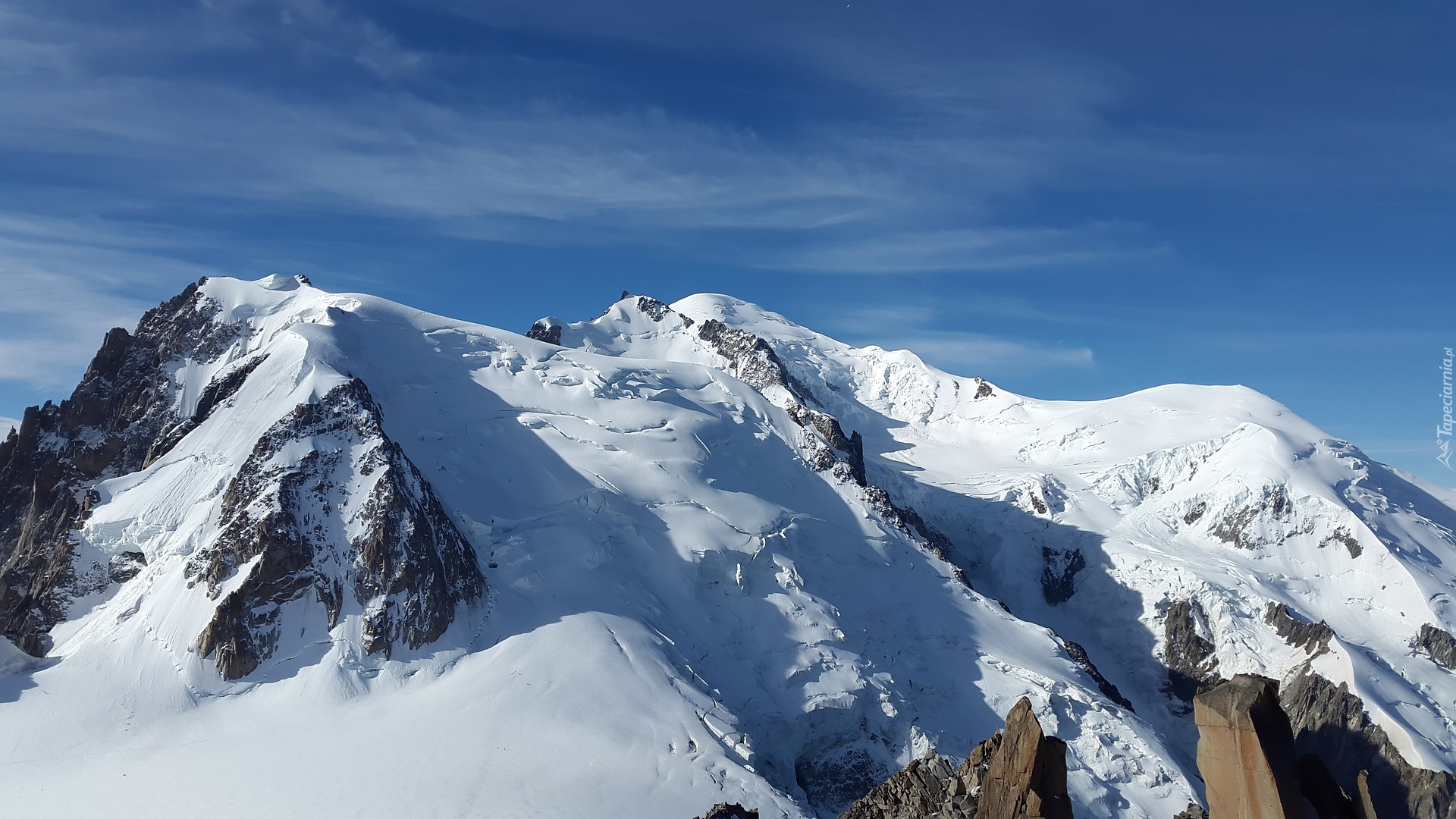 Zima, Śnieg, Góry, Mont Blanc, Szczyt, Mont Blanc du Tacul, Francja