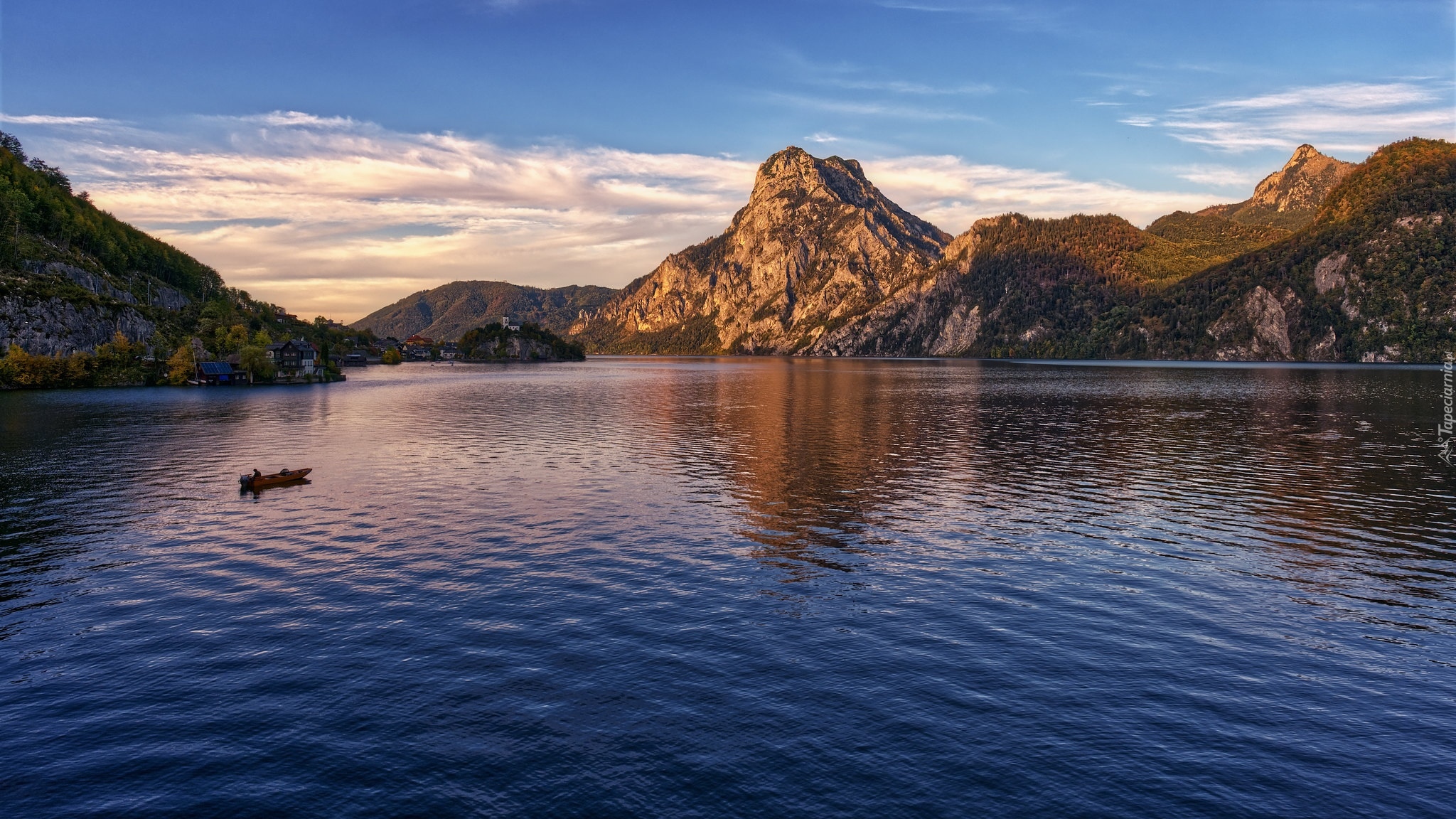 Góry, Alpy Górnoaustriackie, Szczyt Traunstein, Jezioro Traunsse, Austria