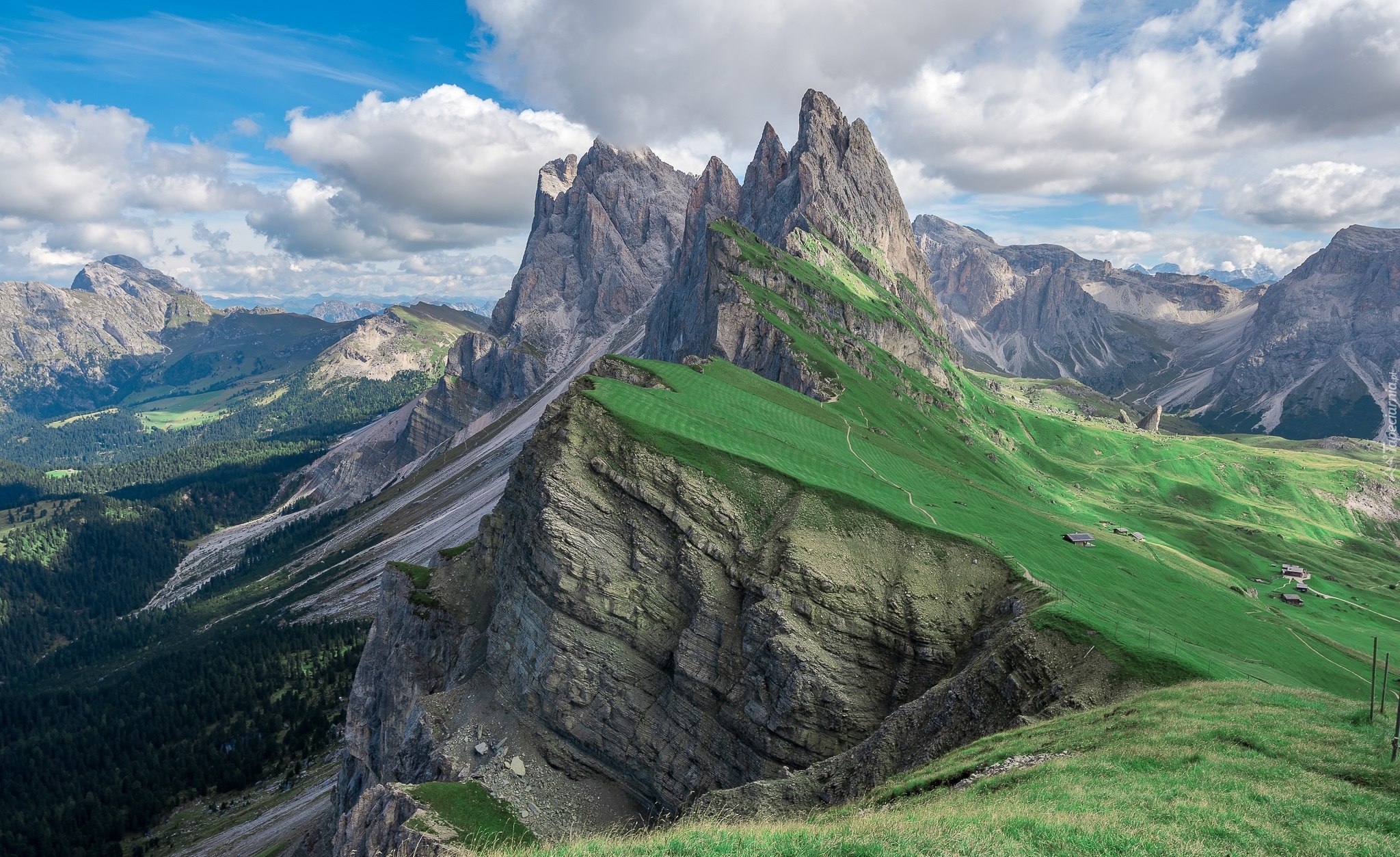 Góry Alpy, Dolomity, Masyw Odle, Łąki, Rezerwat przyrody Puez-Geisler, Prowincja Bolzano, Włochy