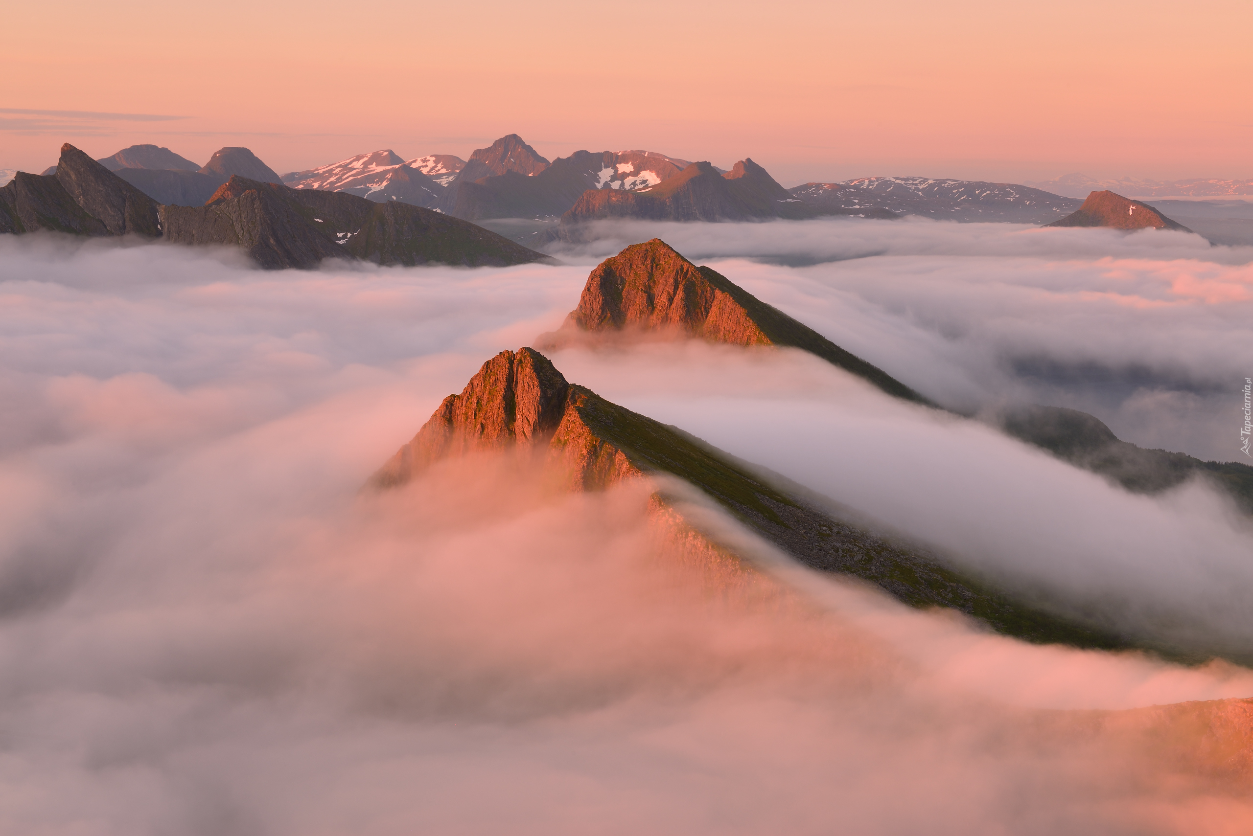 Góry, Mgła, Wyspa, Senja, Norwegia