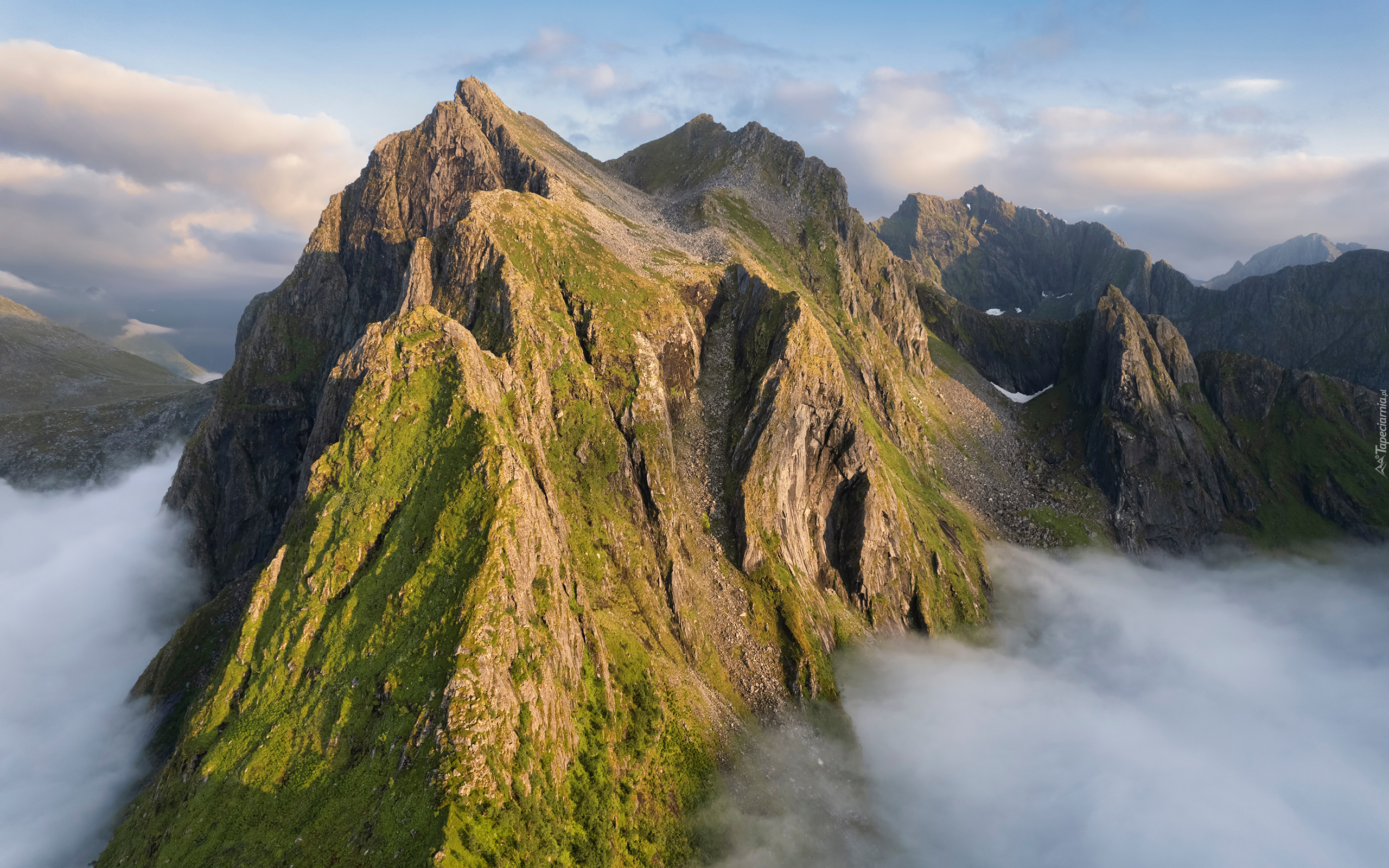 Góry Skandynawskie, Szczyty, Mgła, Niebo, Chmury, Norwegia