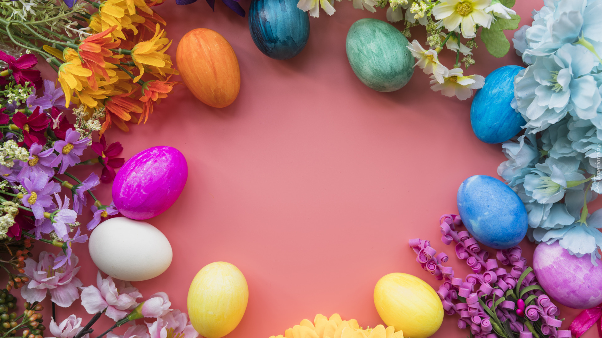 Wielkanoc, Kolorowe, Pisanki, Sztuczne, Kwiaty