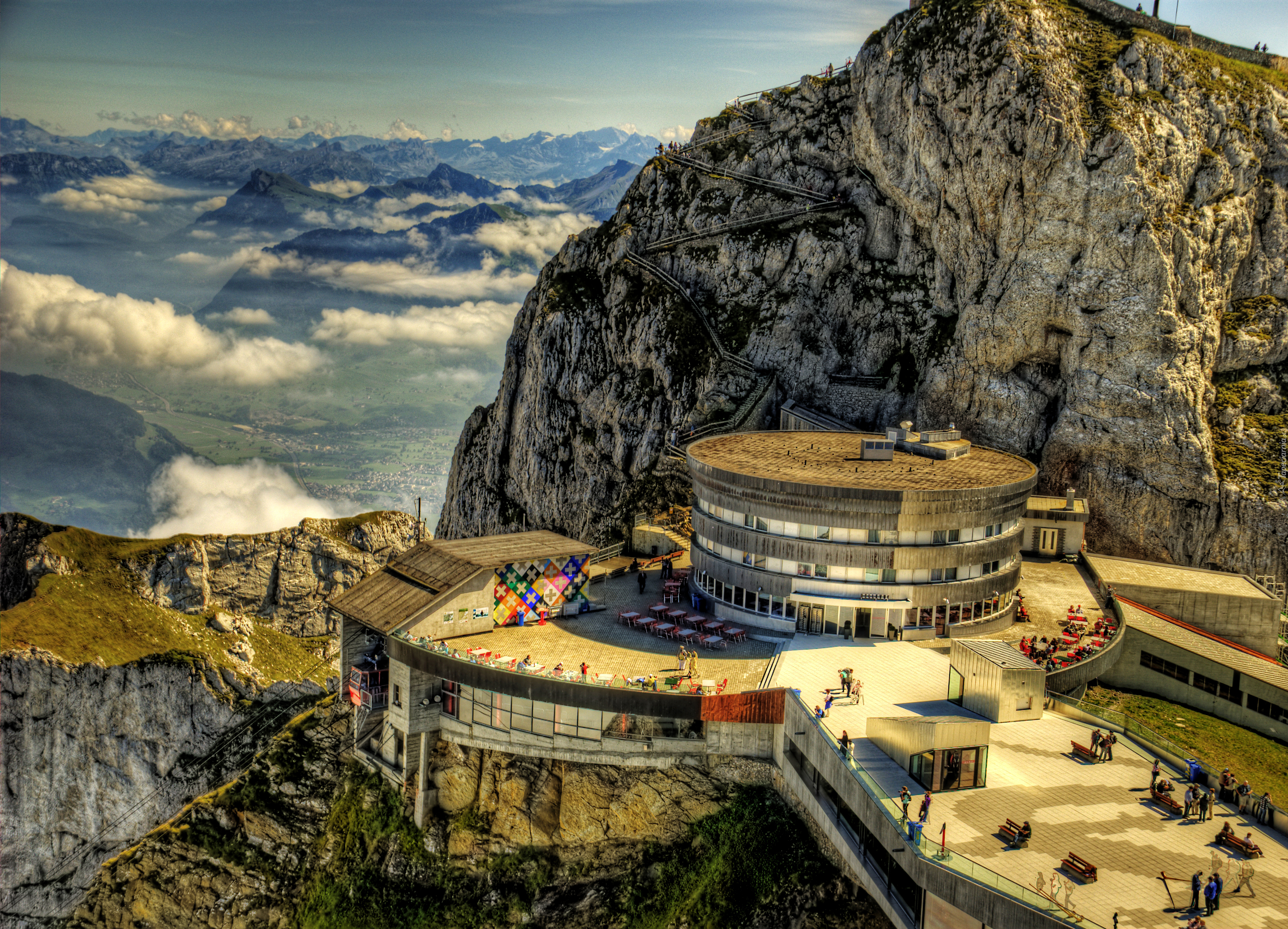 Mount Pilatus Hotel, Szwajcaria, Góra, HDR, Hotel