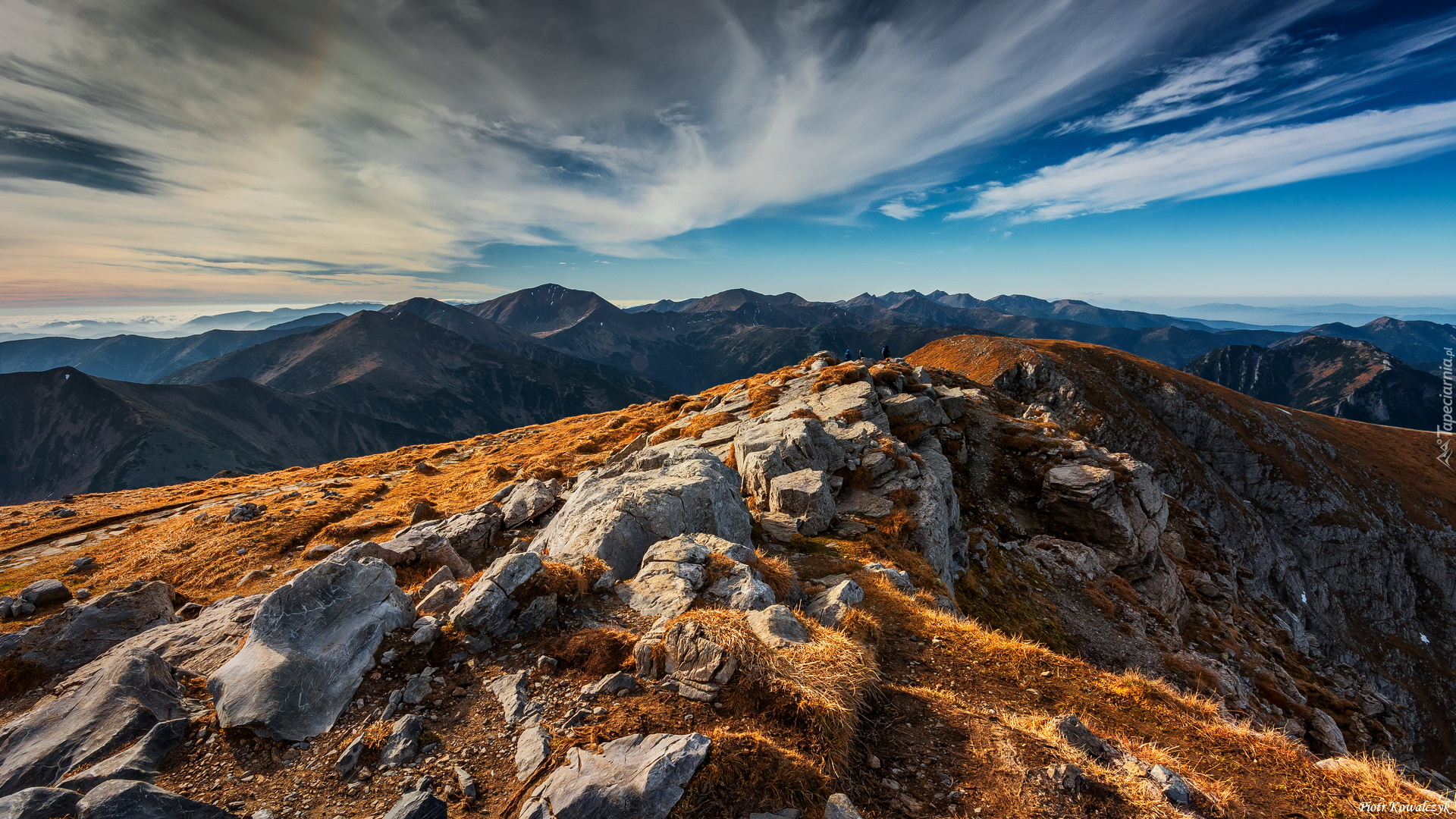 Góry, Tatry Zachodnie, Skały, Pożółkła, Trawa, Polska