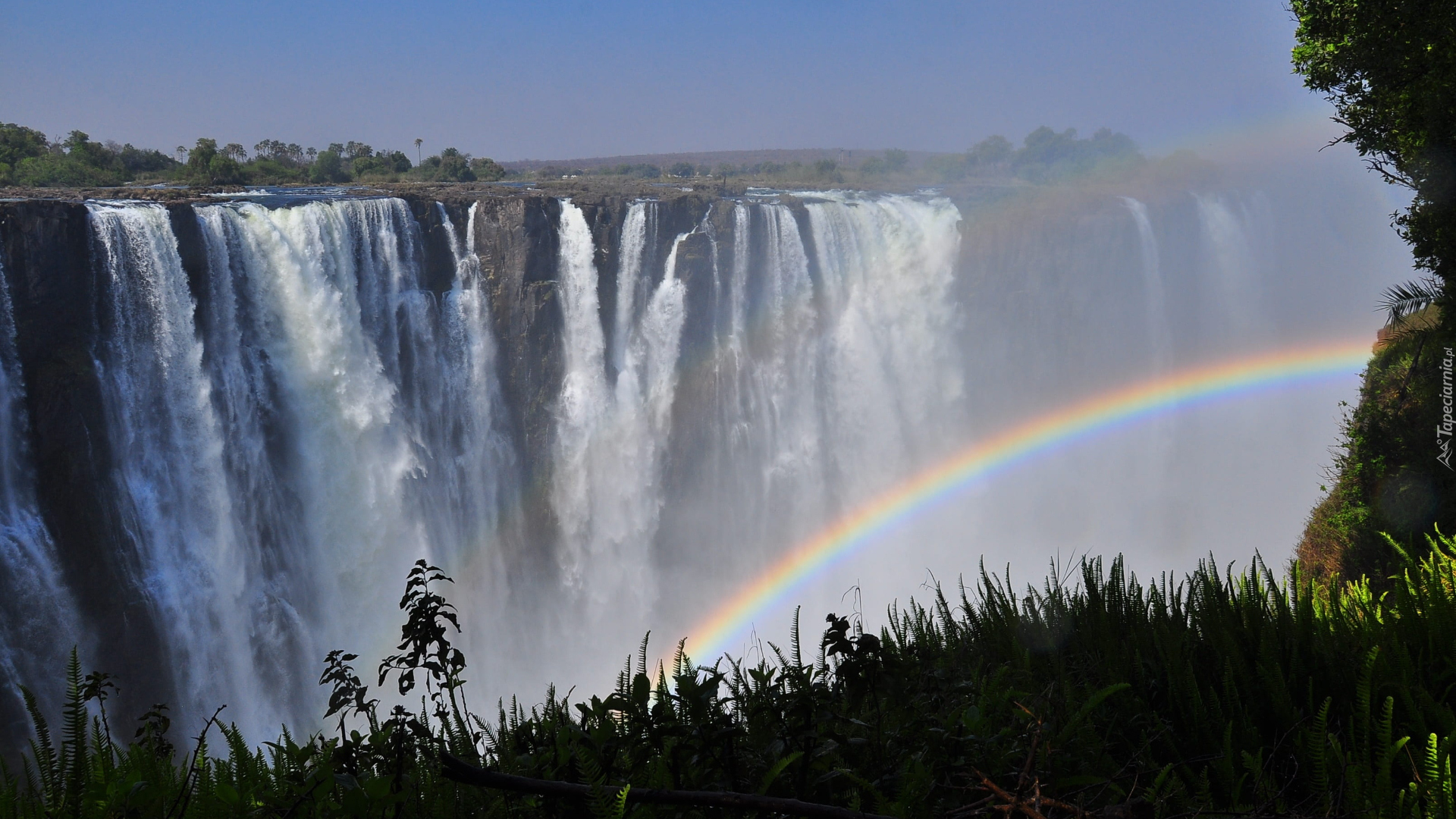 Wodospady Wiktorii, Wodospad, Victoria Falls, Tęcza, Park Narodowy Wodospadów Wiktorii, Zimbabwe, Afryka