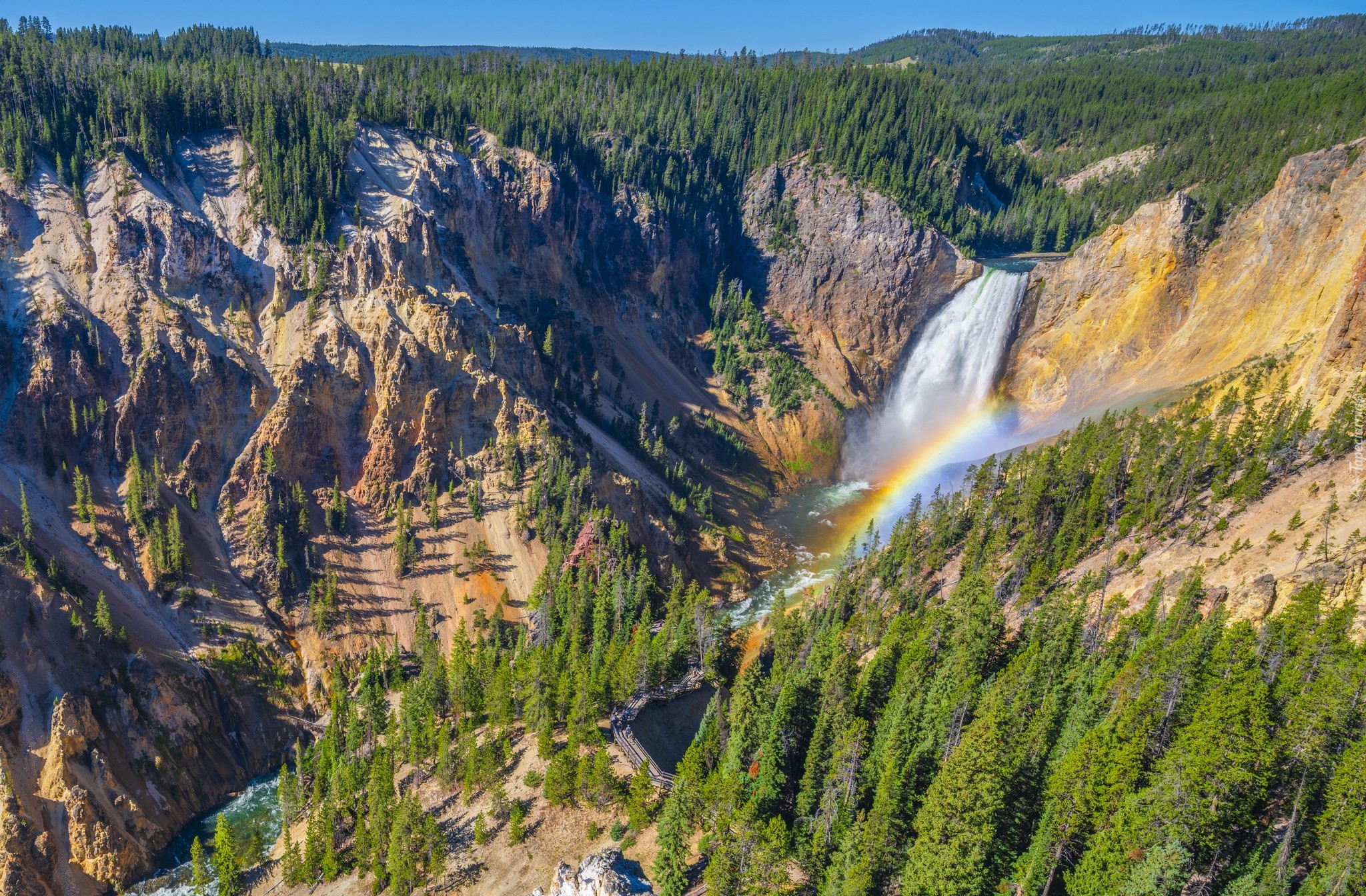 Park Narodowy Yellowstone, Wodospad, Yellowstone Falls, Wielki Kanion Yellowstone, Wyoming, Stany Zjednoczone