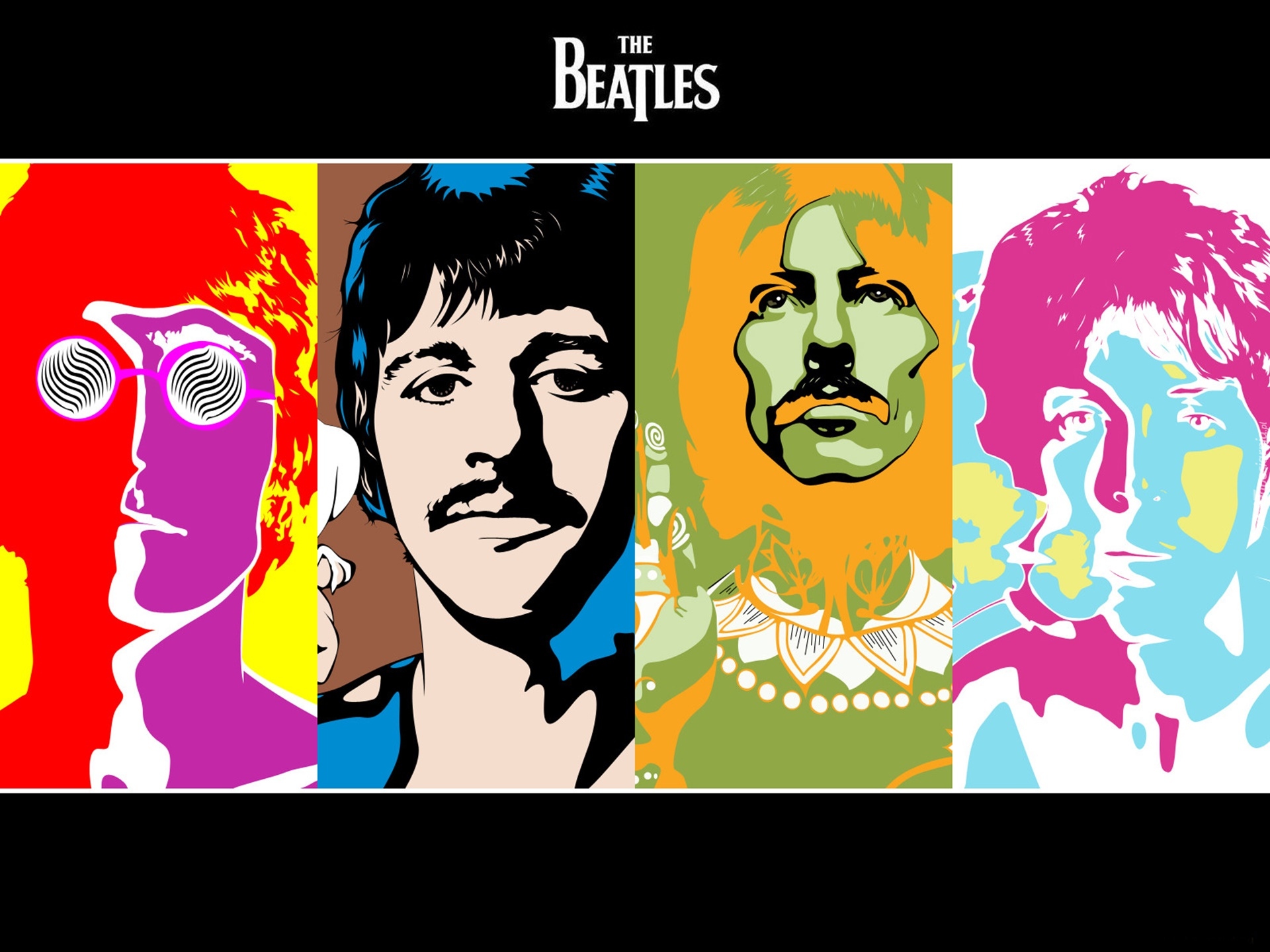 John Lennon, Ringo Starr, George Harrison, Paul McCartney, The Beatles, Grafika