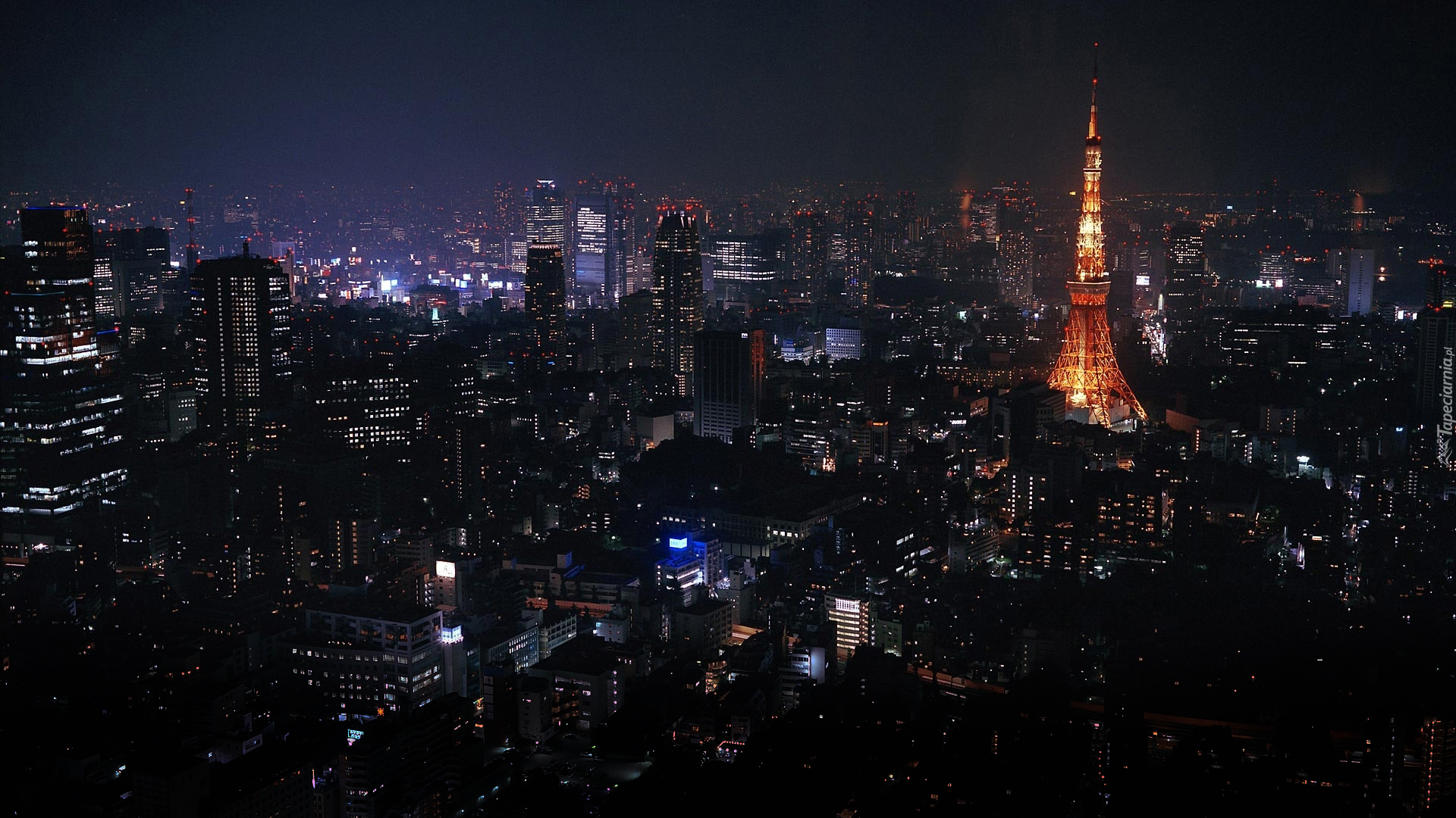 Tokio, Tokyo Tower, Miasto nocą