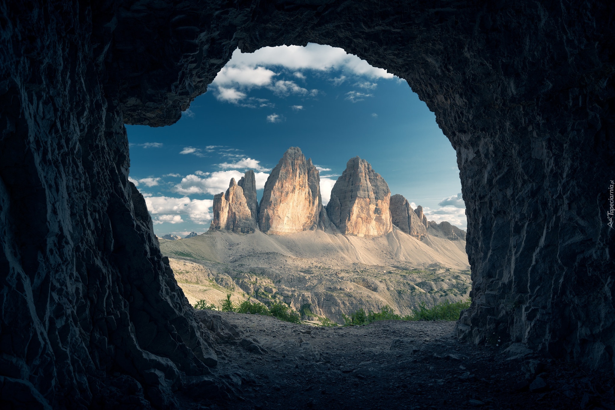 Góry, Skała, Jaskinia, Masyw, Tre Cime di Lavaredo, Dolomity, Włochy