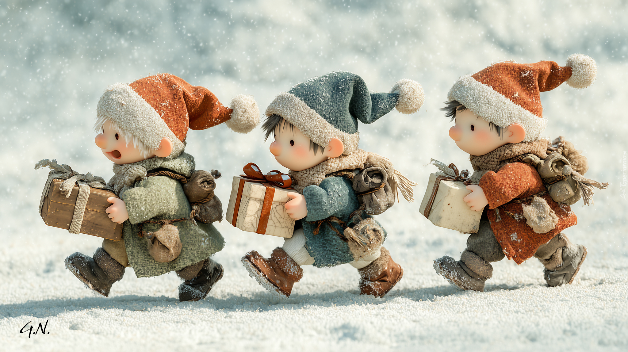 Trzej, Chłopcy, Prezent, Grafika