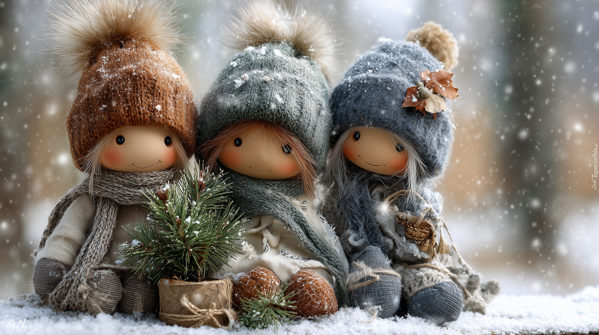 Trzy, Lalki, Ubranka, Grafika AI