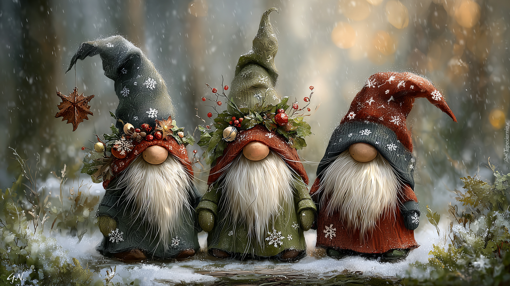 Trzy, Skrzaty, Białe, Brody, Grafika AI