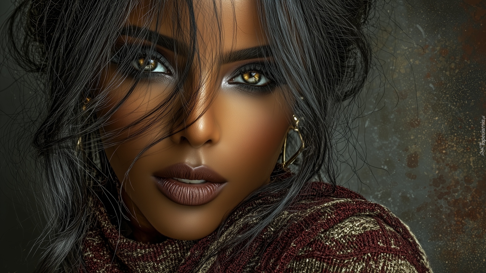 Kobieta, Ciemnoskóra, Twarz, Włosy, Grafika